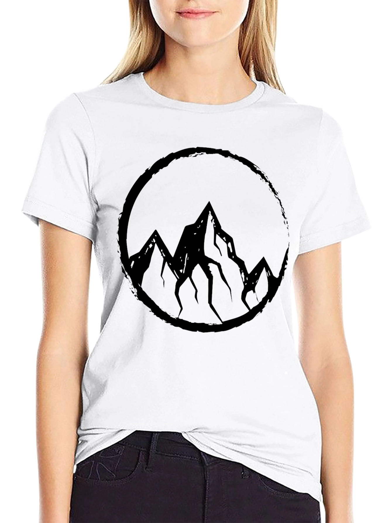 Mountain Circle Graphic Tee - Black Cotton Blend