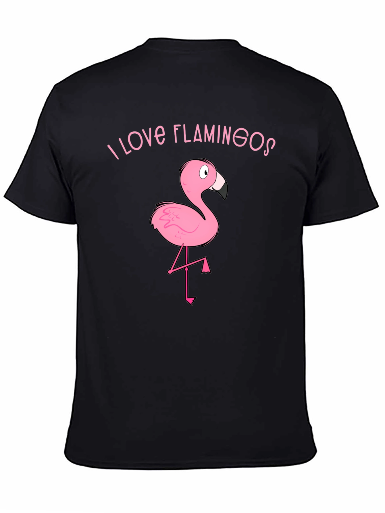I Love Flamingos Graphic T-Shirt - Black