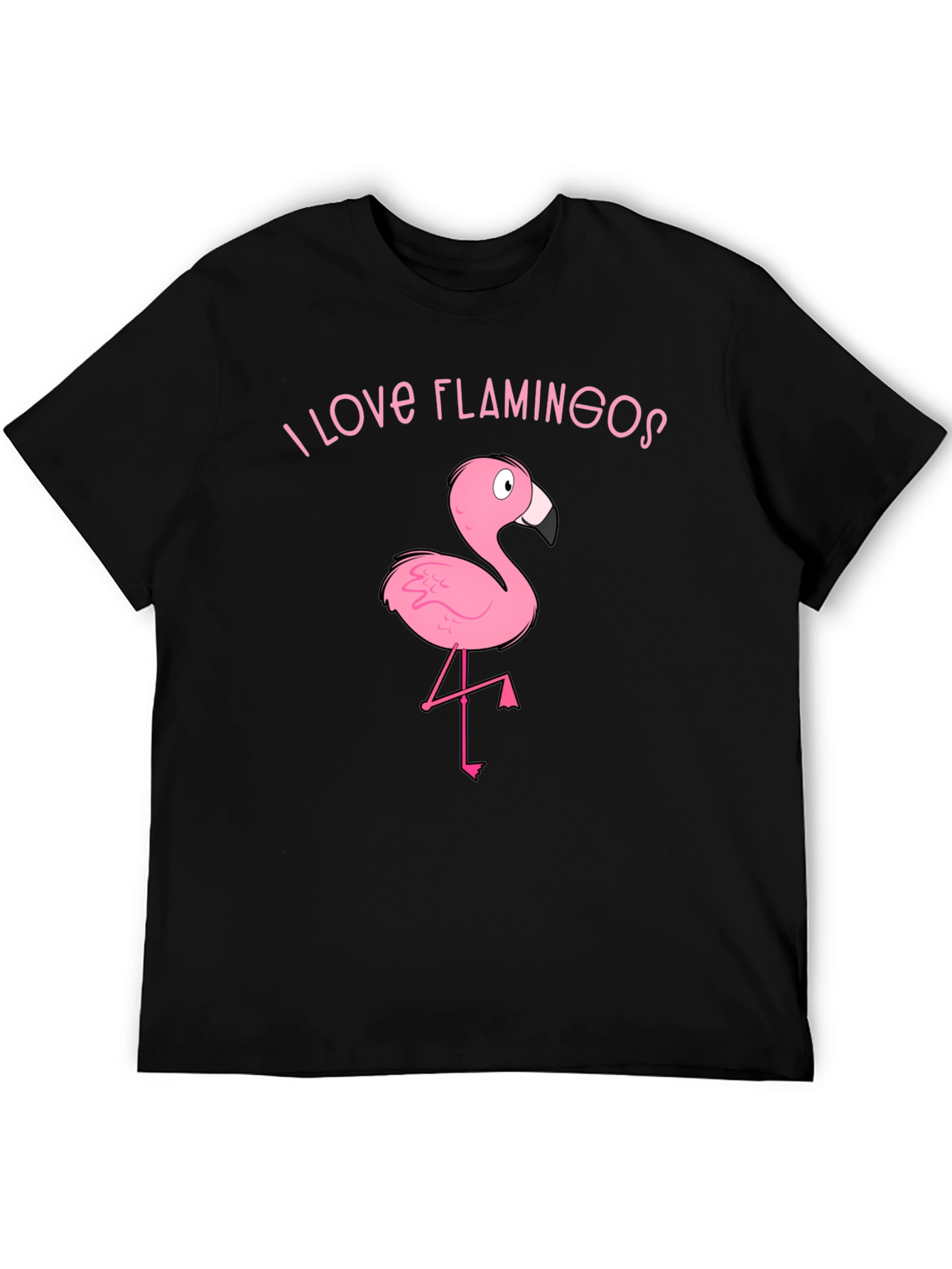 I Love Flamingos Graphic T-Shirt - Black