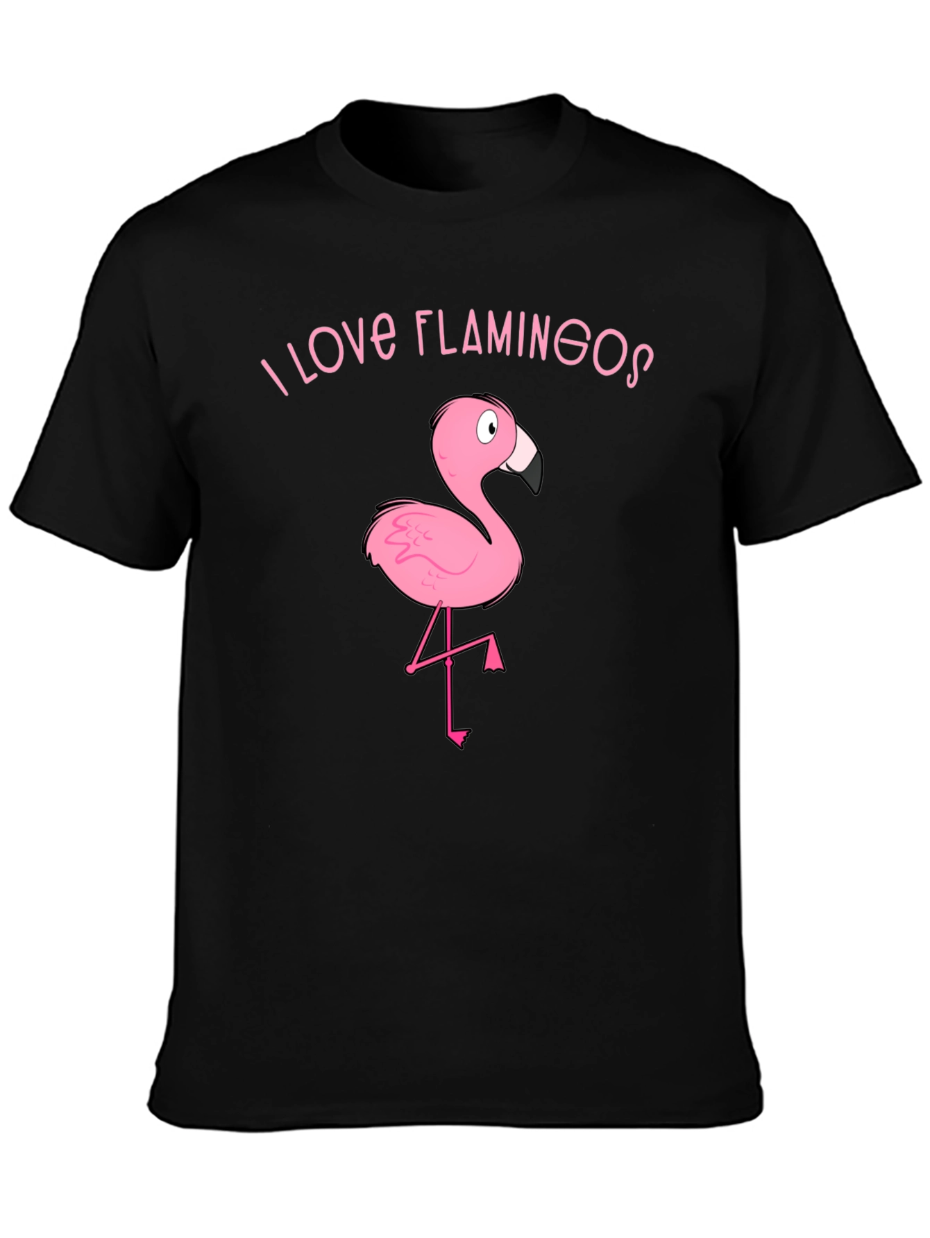 I Love Flamingos Graphic T-Shirt - Black