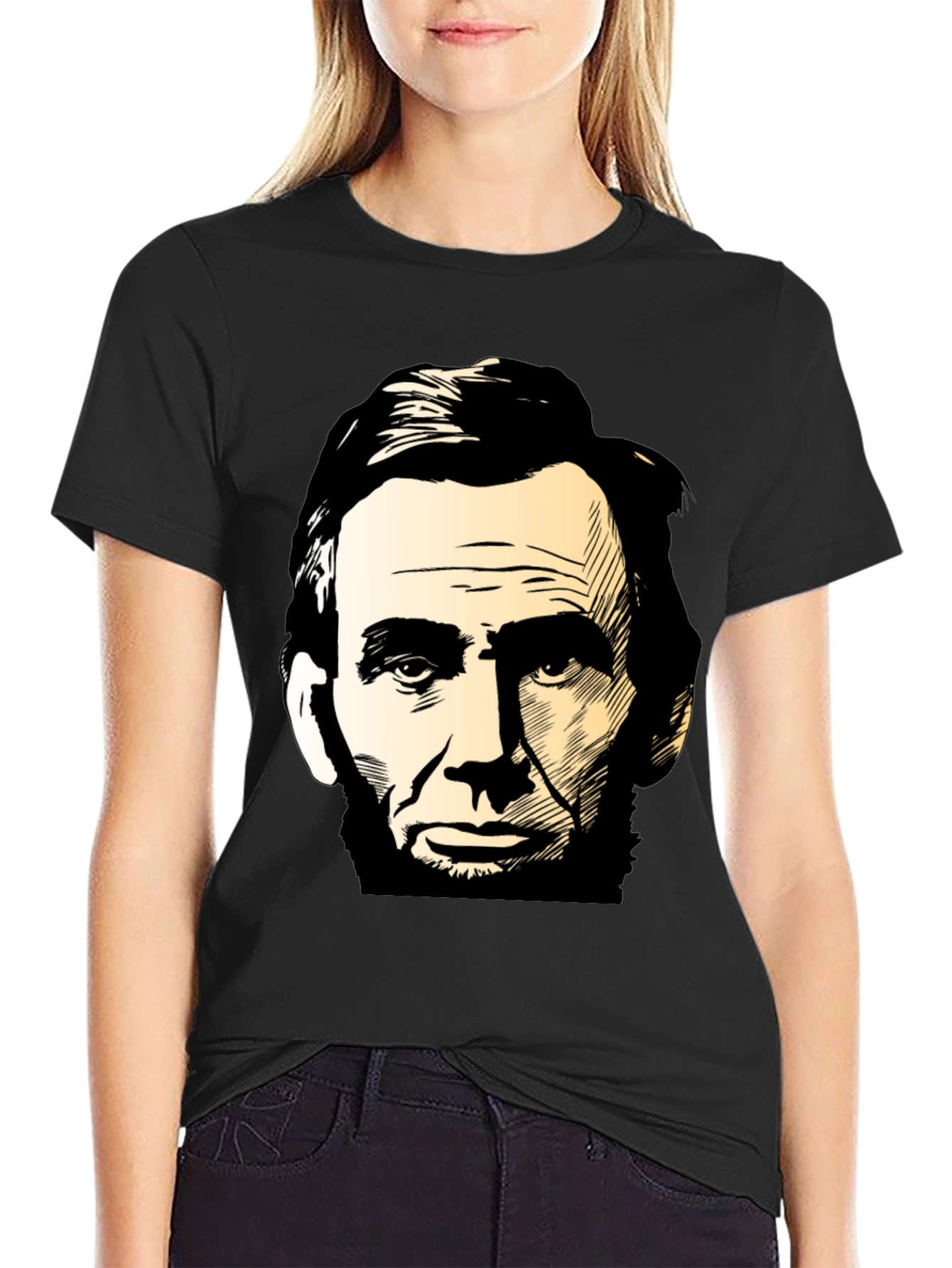 Abraham Lincoln Portrait Black T-Shirt