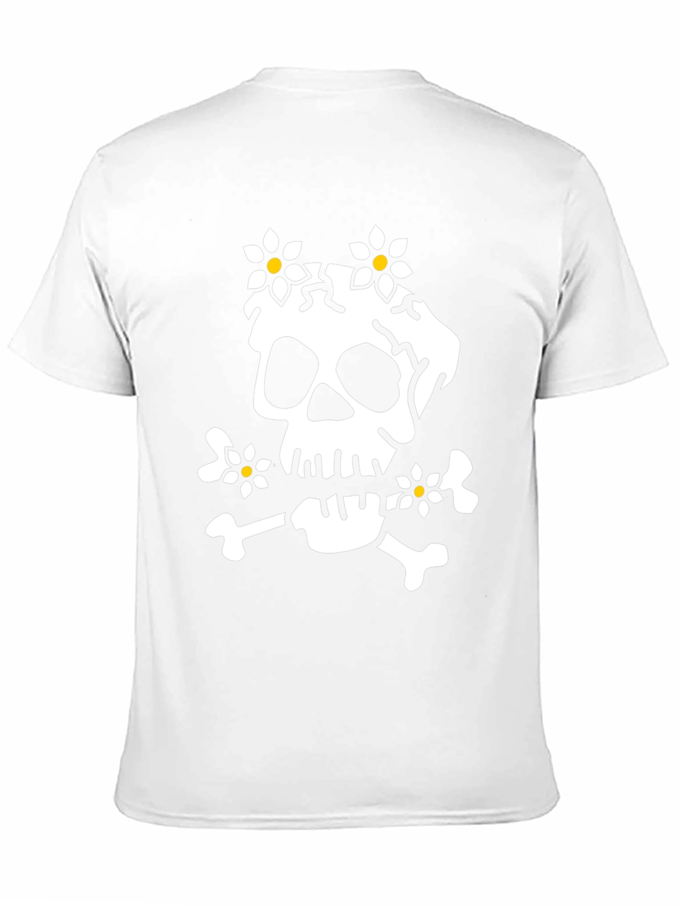 Skull & Flowers Graphic Tee - Black Cotton T-Shirt