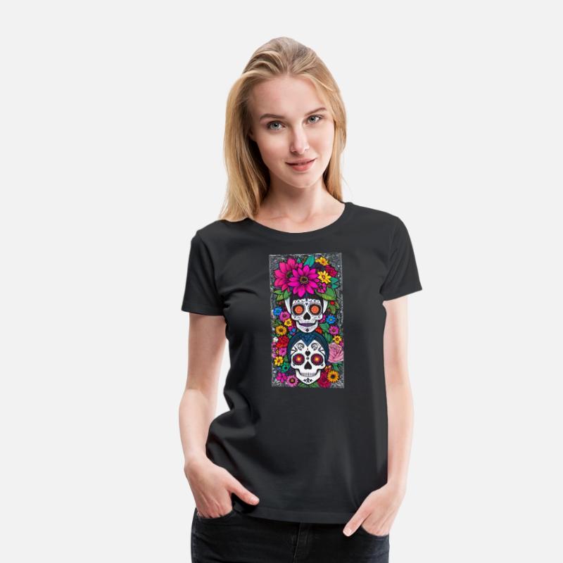 Stacked Sugar Skulls With Flowers