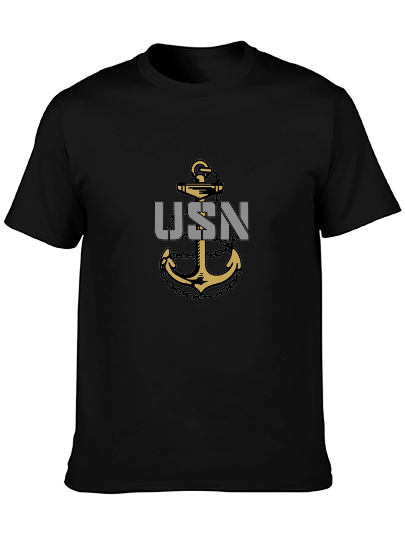 USN Anchor Graphic T-Shirt - Black Casual Tee