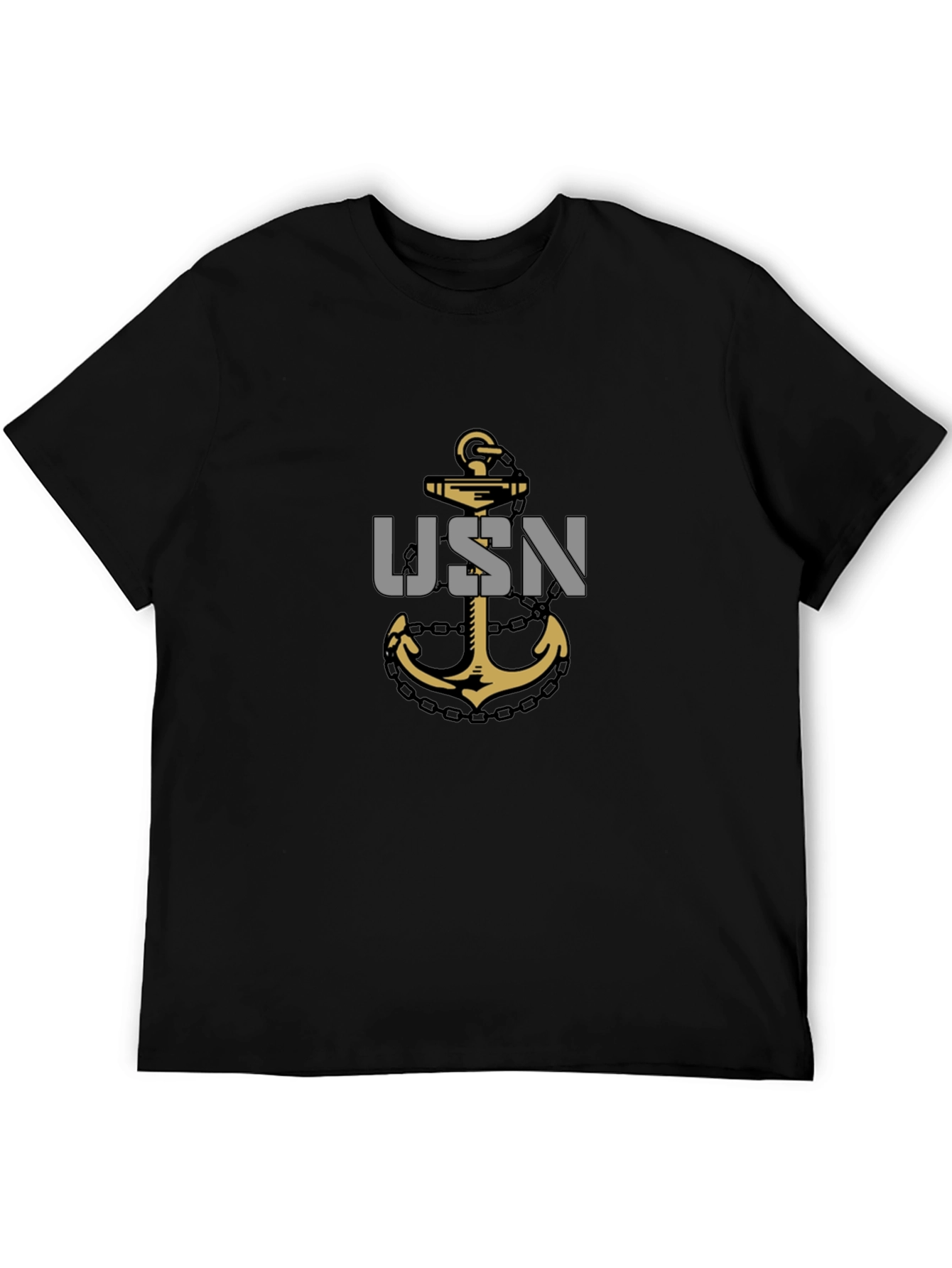 USN Anchor Graphic T-Shirt - Black Casual Tee