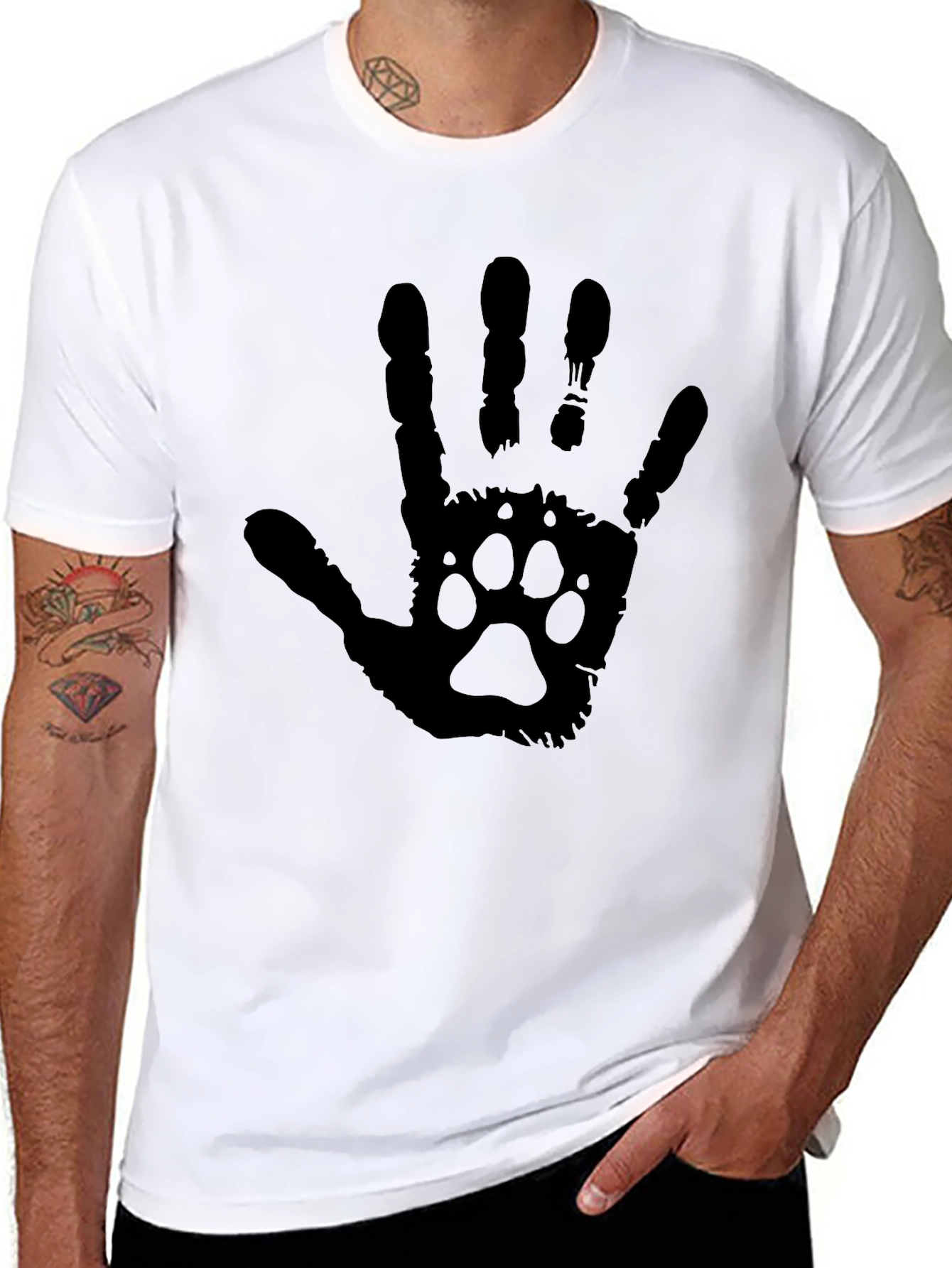 Paw Print Hand T-Shirt - Black