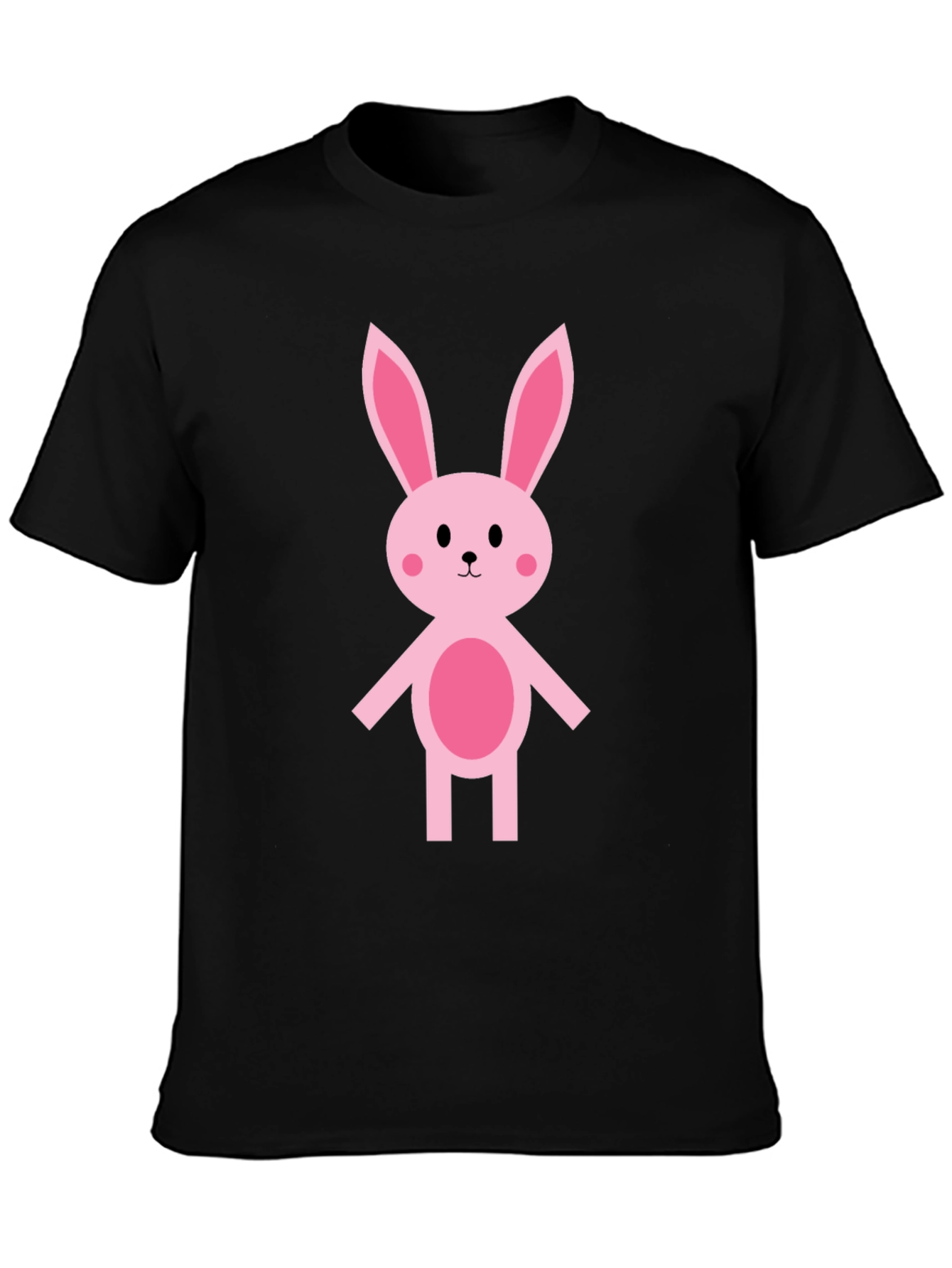 Cute Pink Bunny Graphic Tee - Black