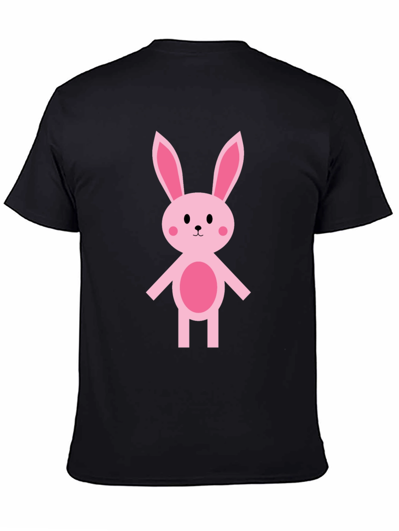 Cute Pink Bunny Graphic Tee - Black
