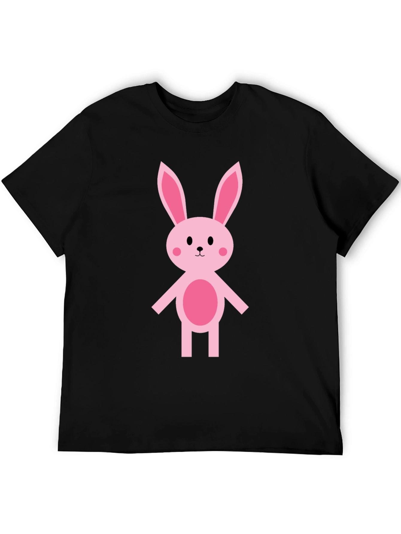 Cute Pink Bunny Graphic Tee - Black