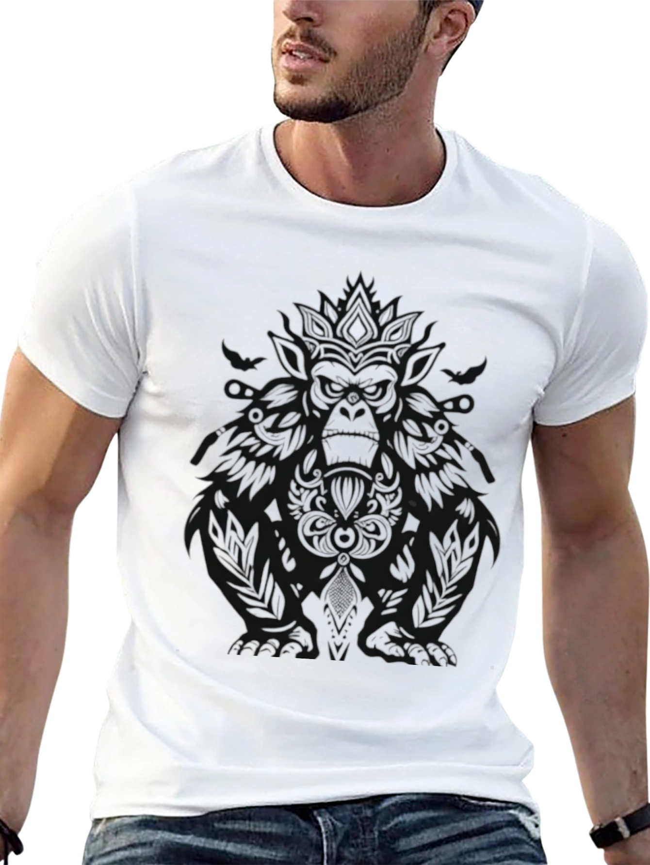 Mens Black Graphic Tee - Dark Design