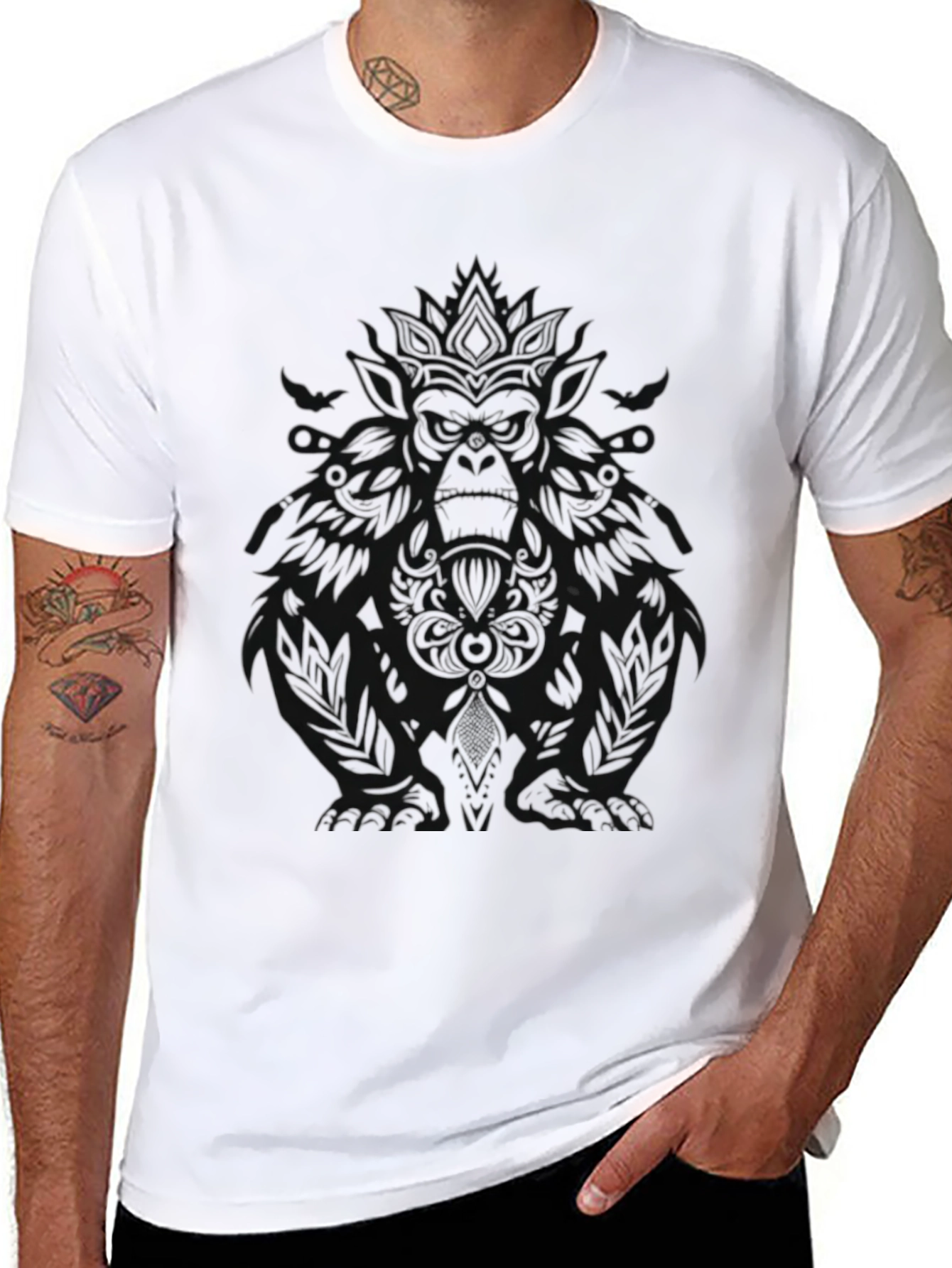 Mens Black Graphic Tee - Dark Design