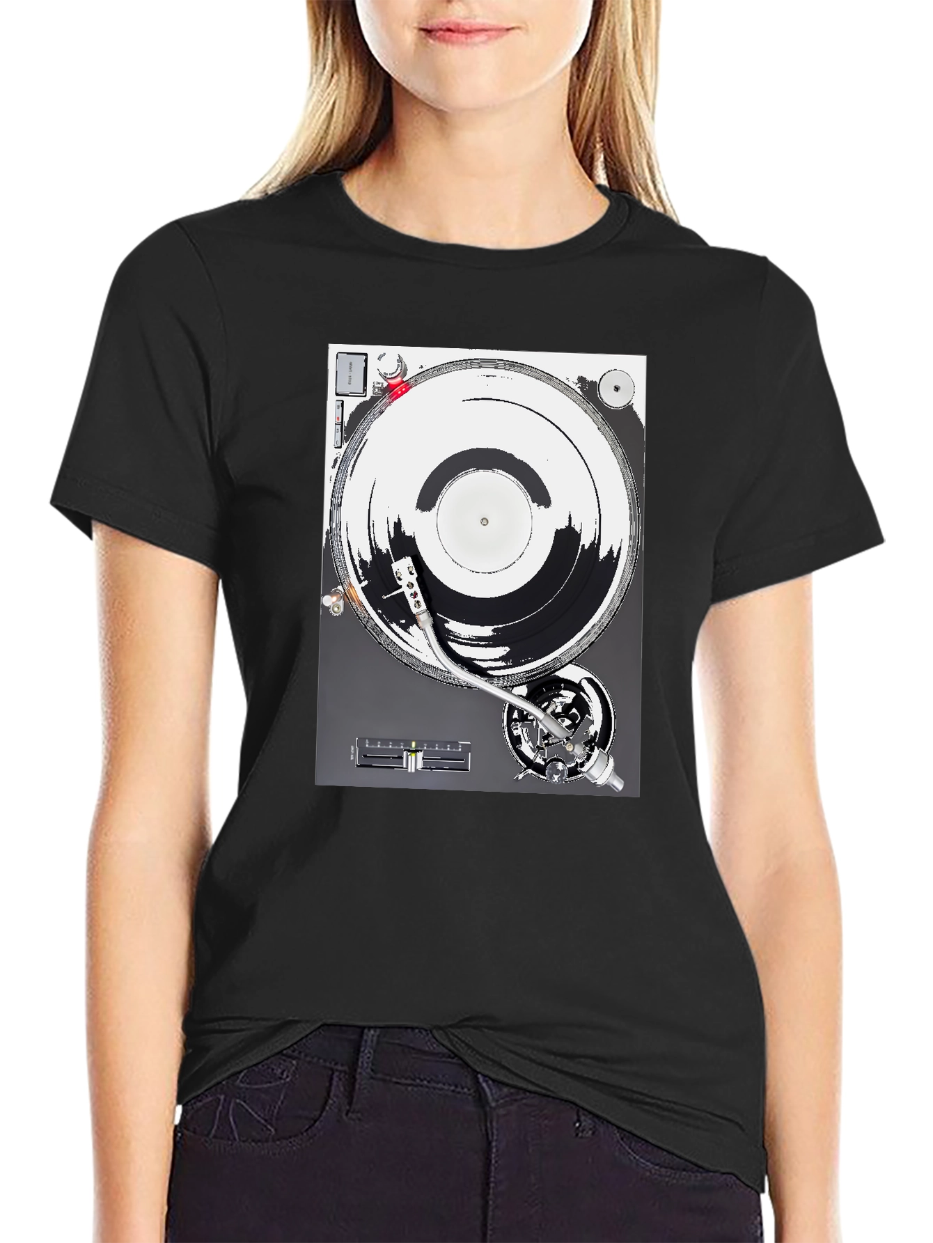 DJ Turntable Graphic T-Shirt - Black