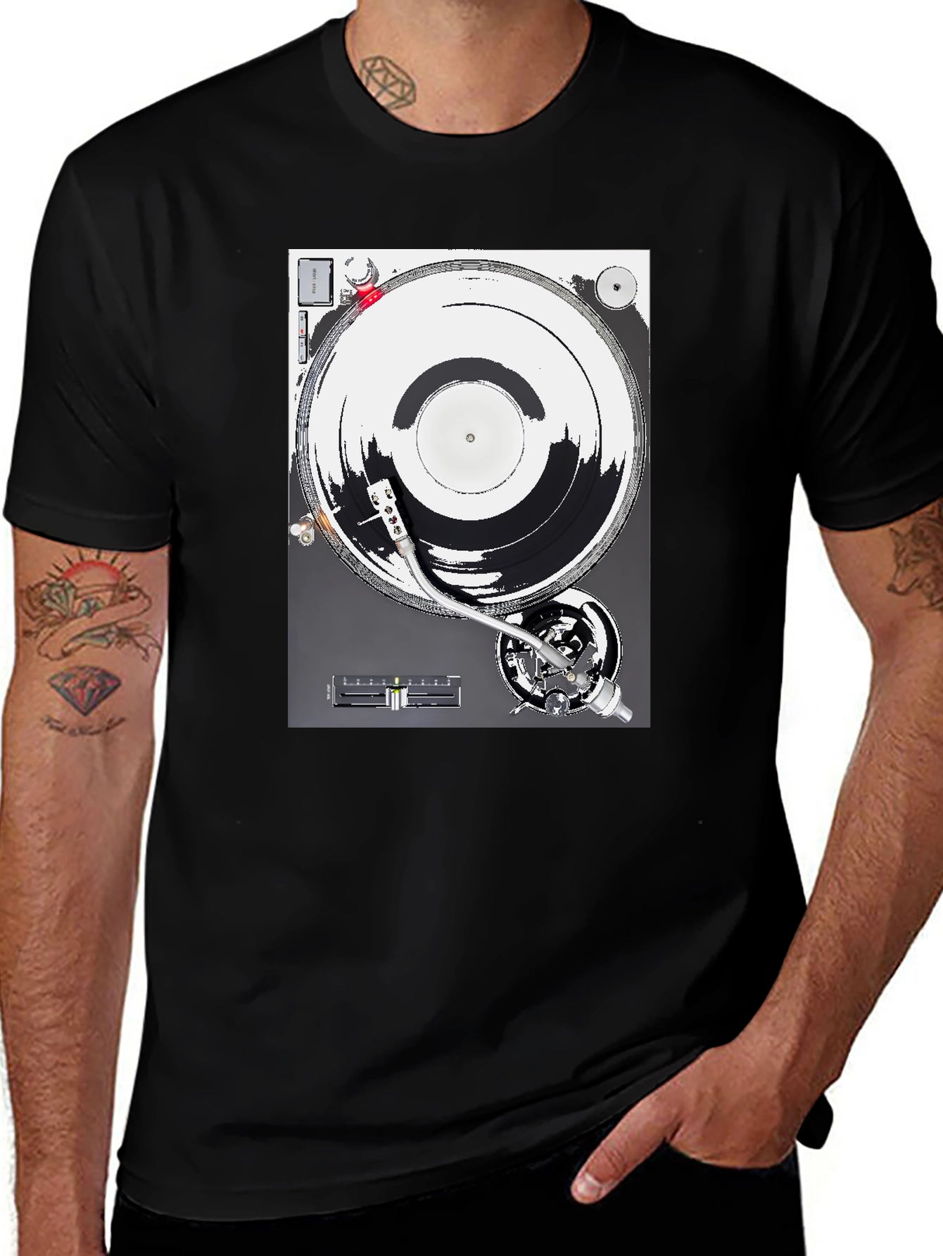 DJ Turntable Graphic T-Shirt - Black