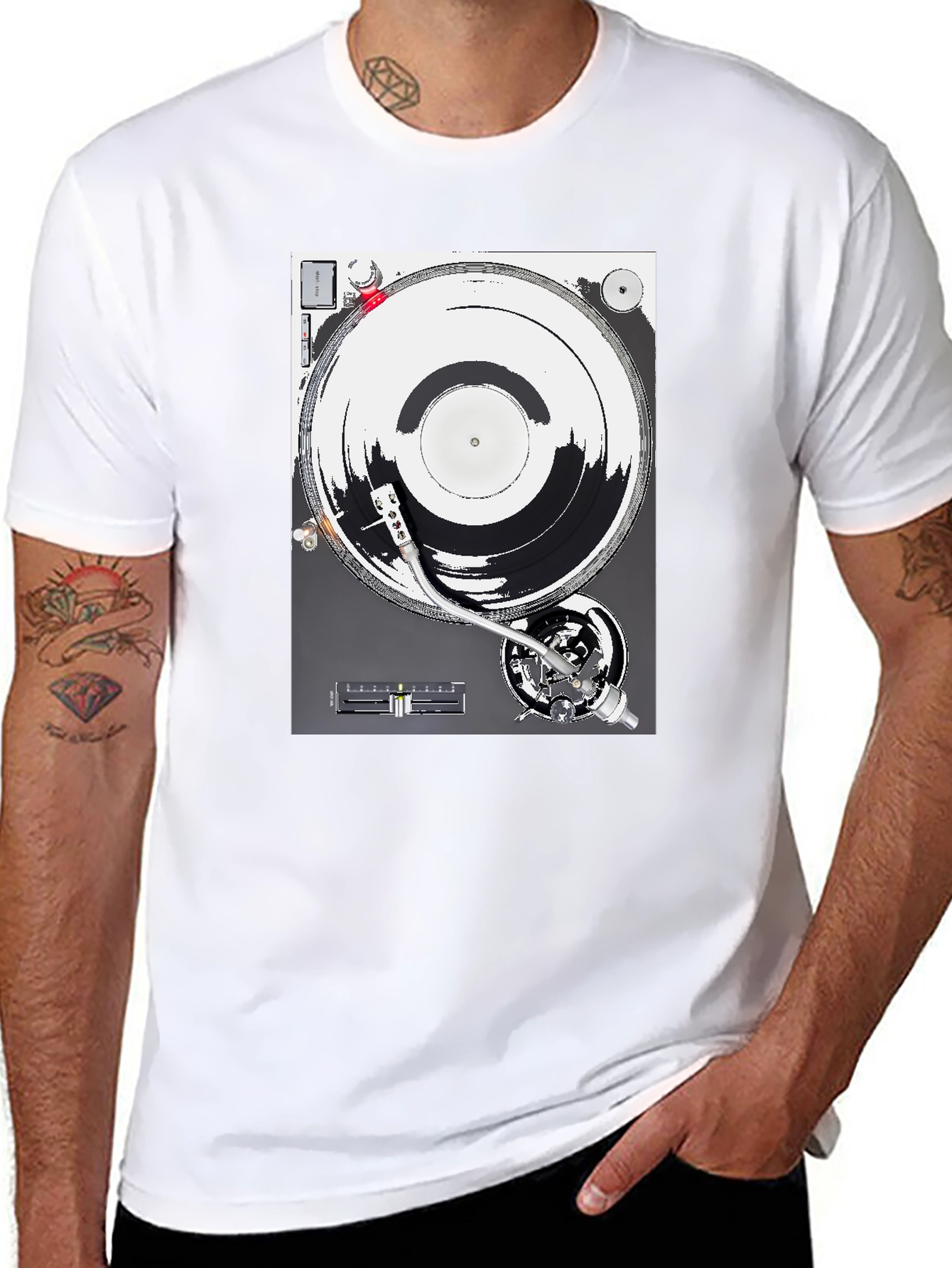 DJ Turntable Graphic T-Shirt - Black