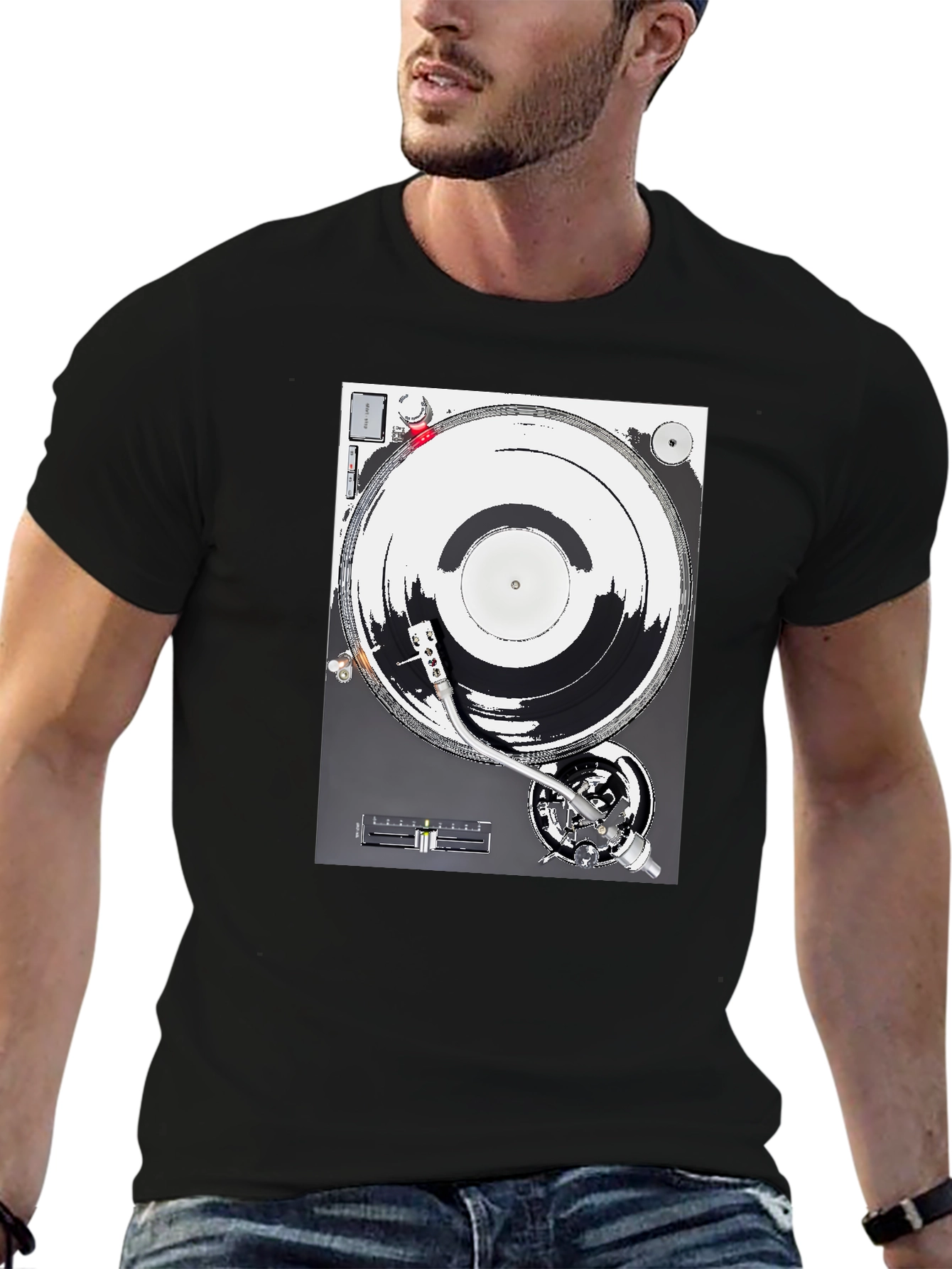 DJ Turntable Graphic T-Shirt - Black