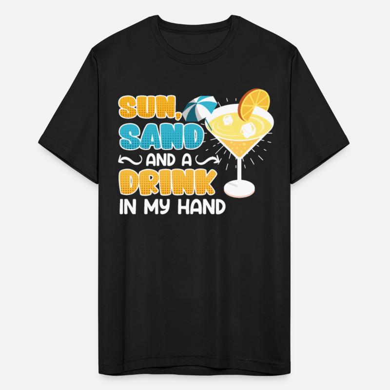 Sun sand a drink in hand vacation party