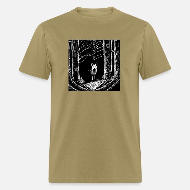 surreal black and white forest with a hidden wolf