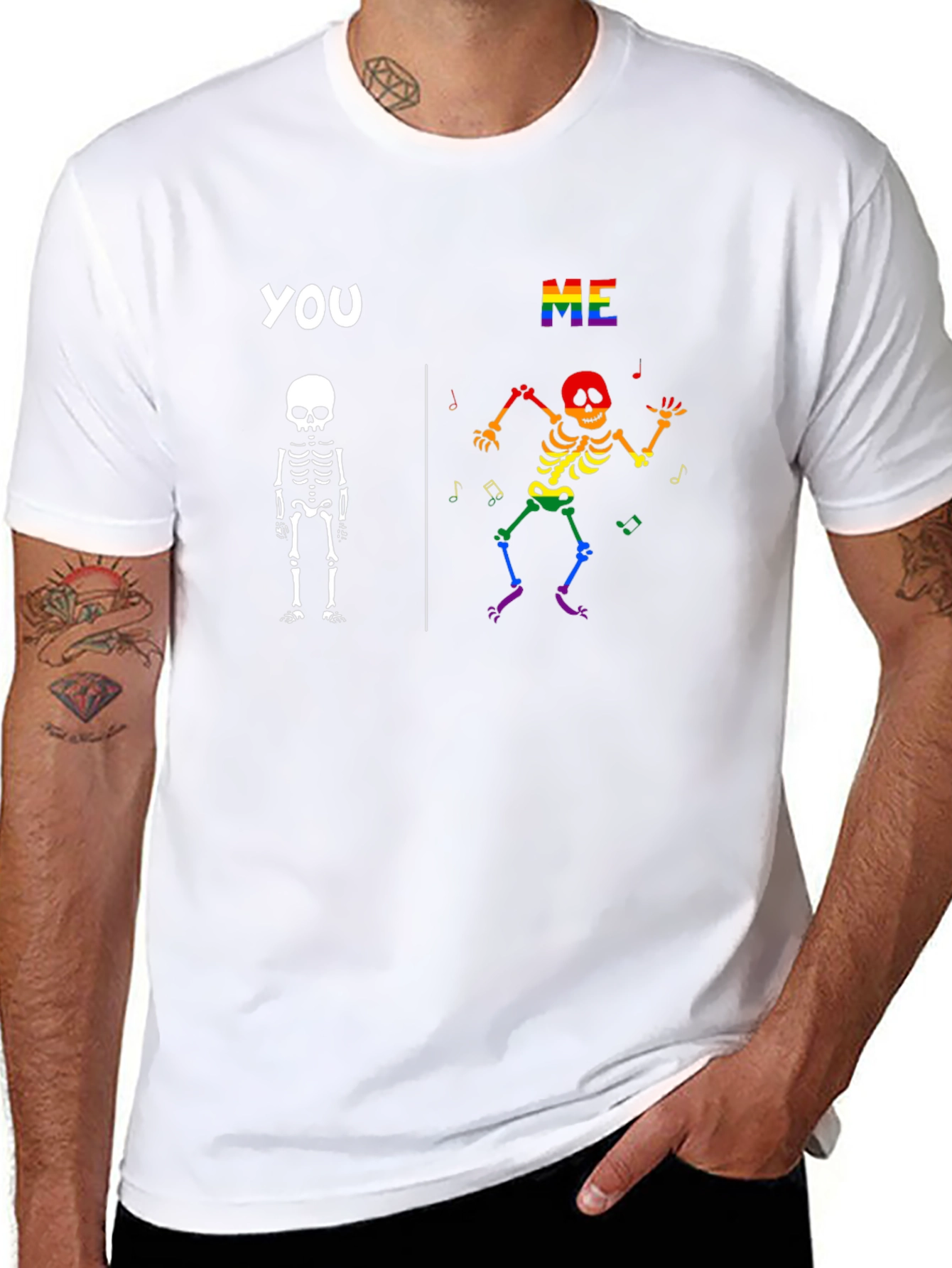 Funny Skeleton You vs Me T-Shirt