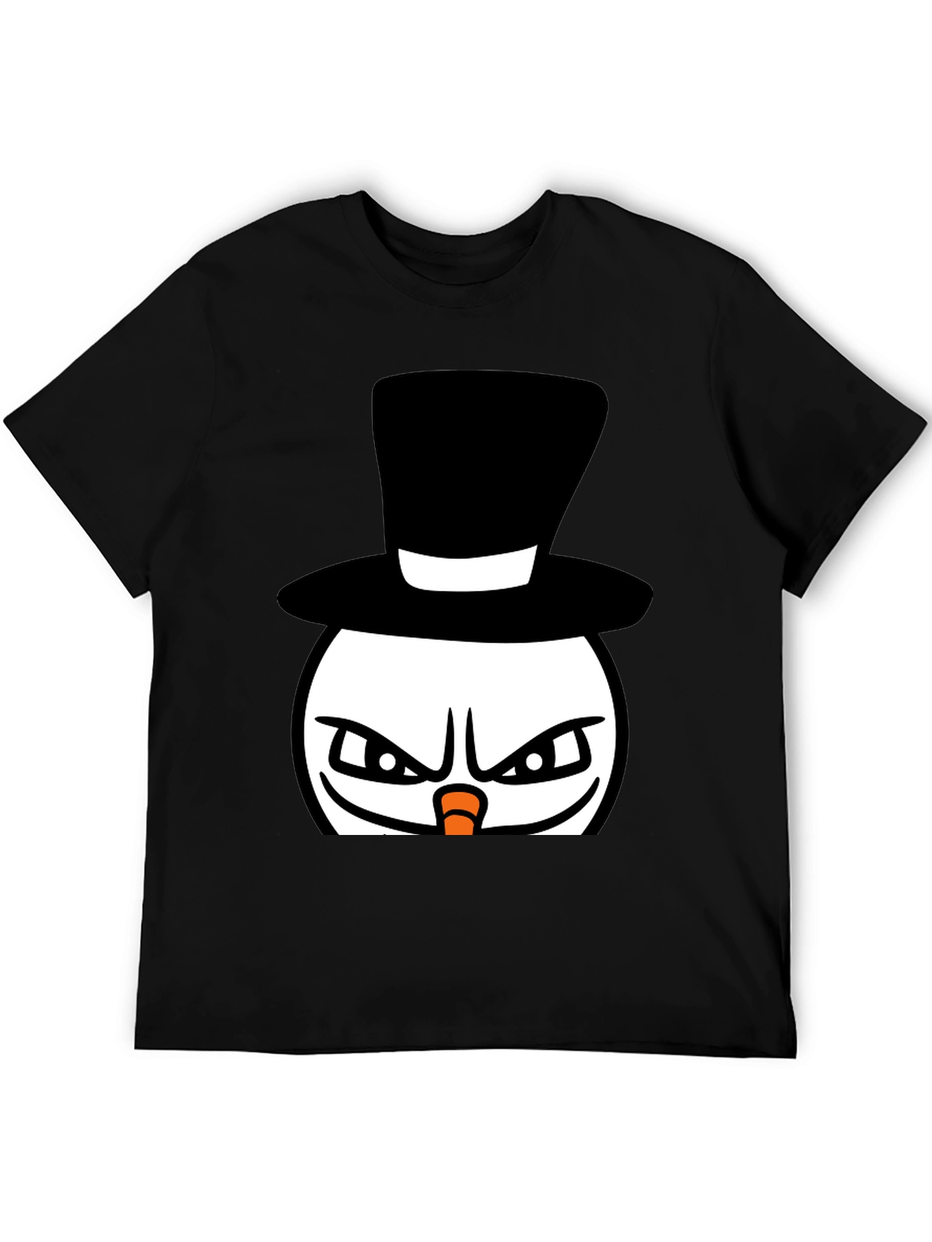 Evil Snowman Graphic T-Shirt - Black Cotton Blend
