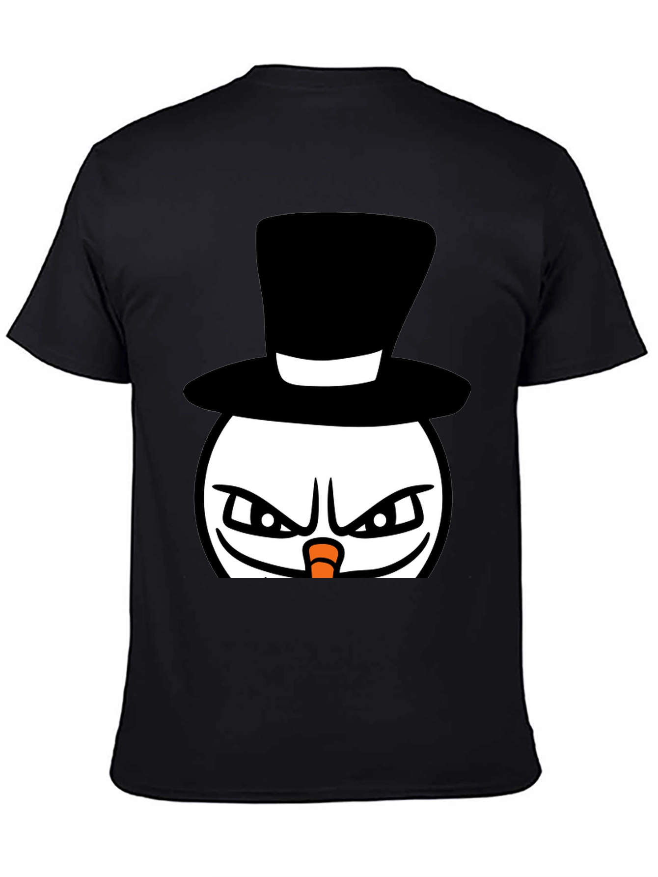 Evil Snowman Graphic T-Shirt - Black Cotton Blend