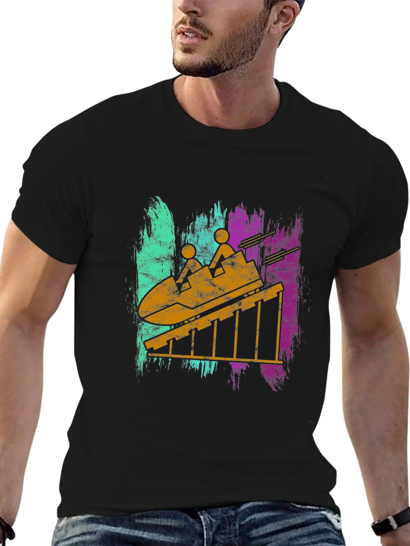 Retro Roller Coaster Graphic T-Shirt