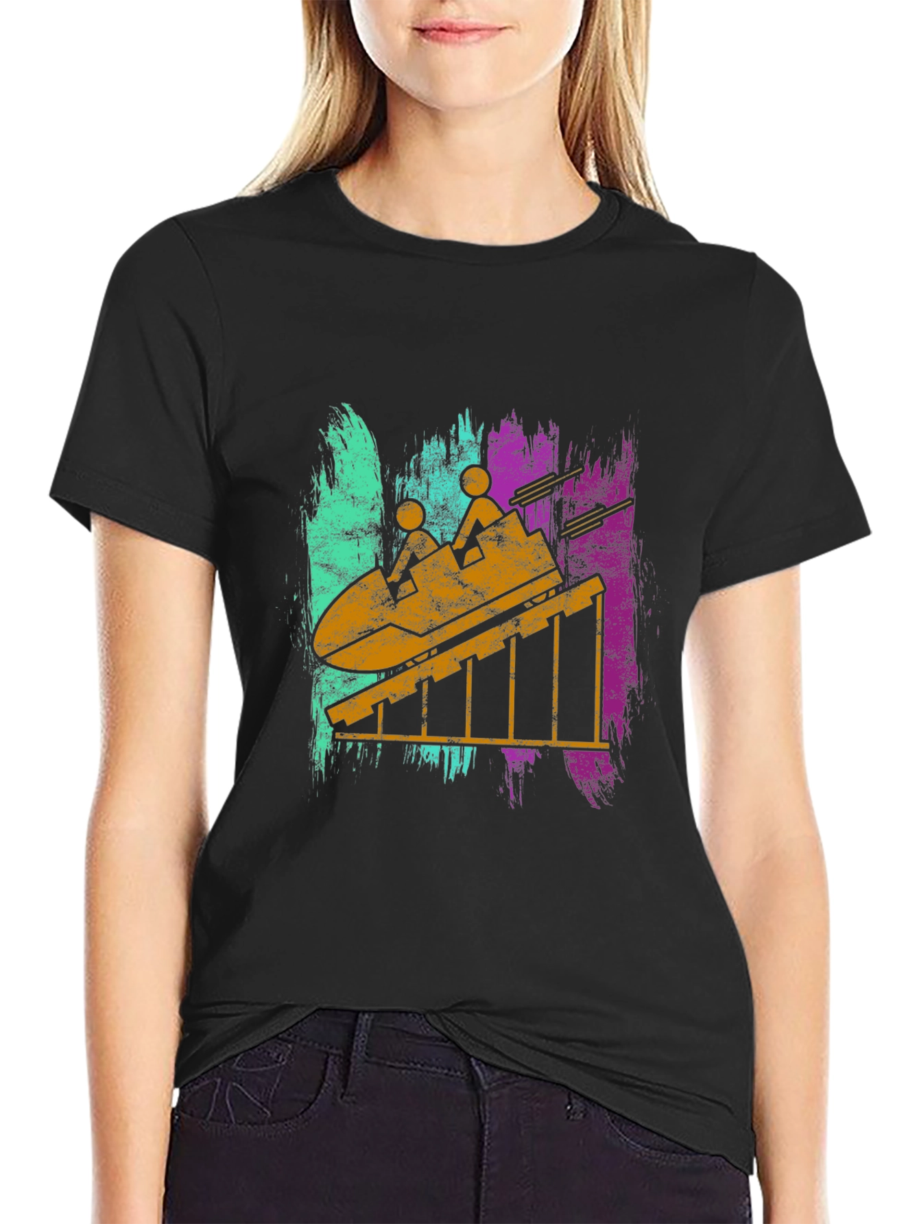 Retro Roller Coaster Graphic T-Shirt