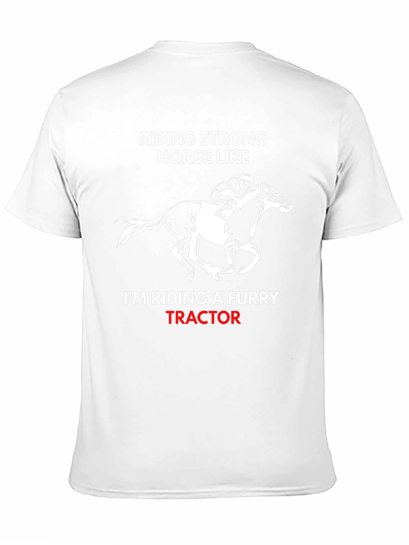 Funny Horse Riding Furry Tractor Graphic T-Shirt