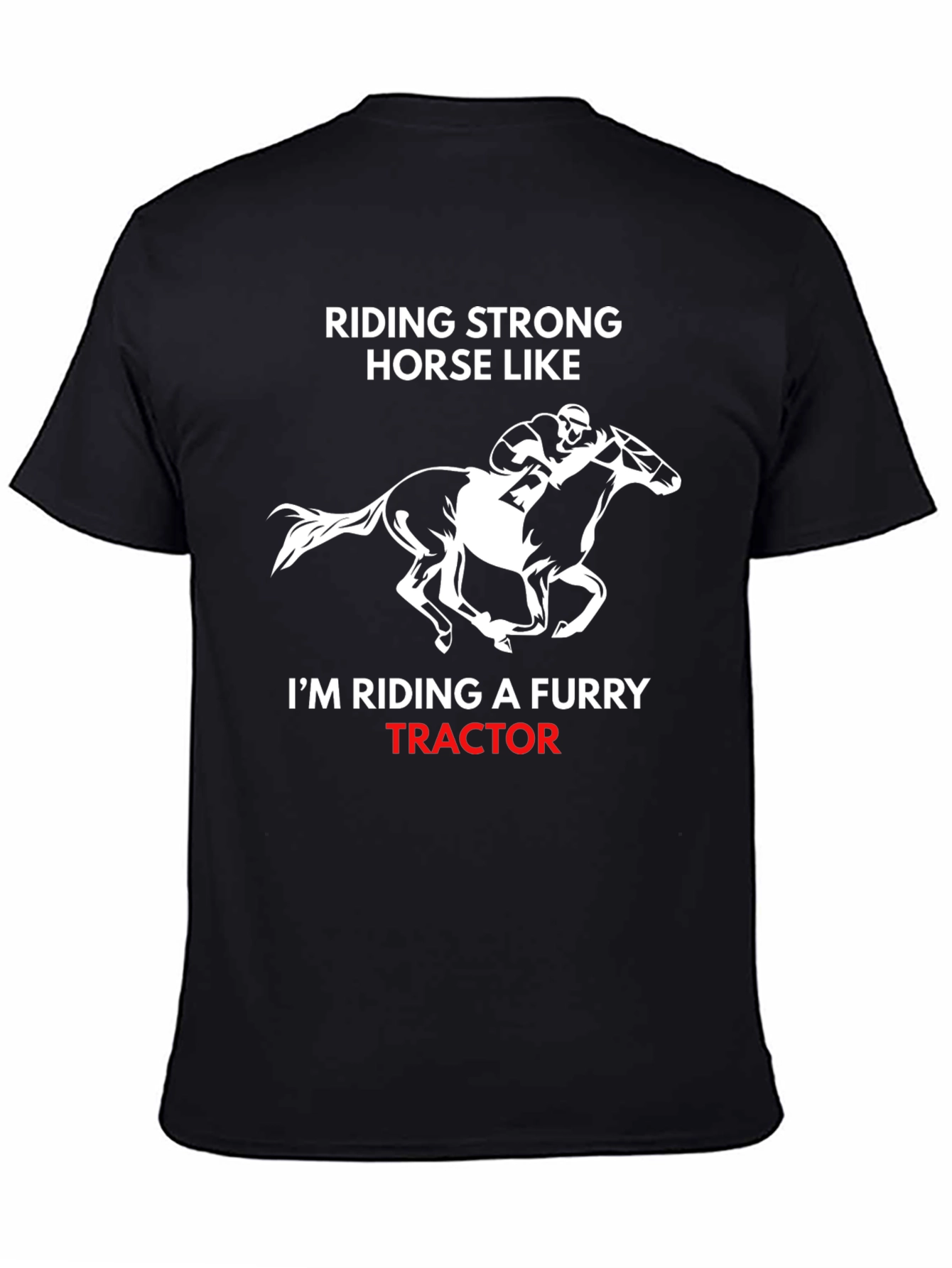 Funny Horse Riding Furry Tractor Graphic T-Shirt