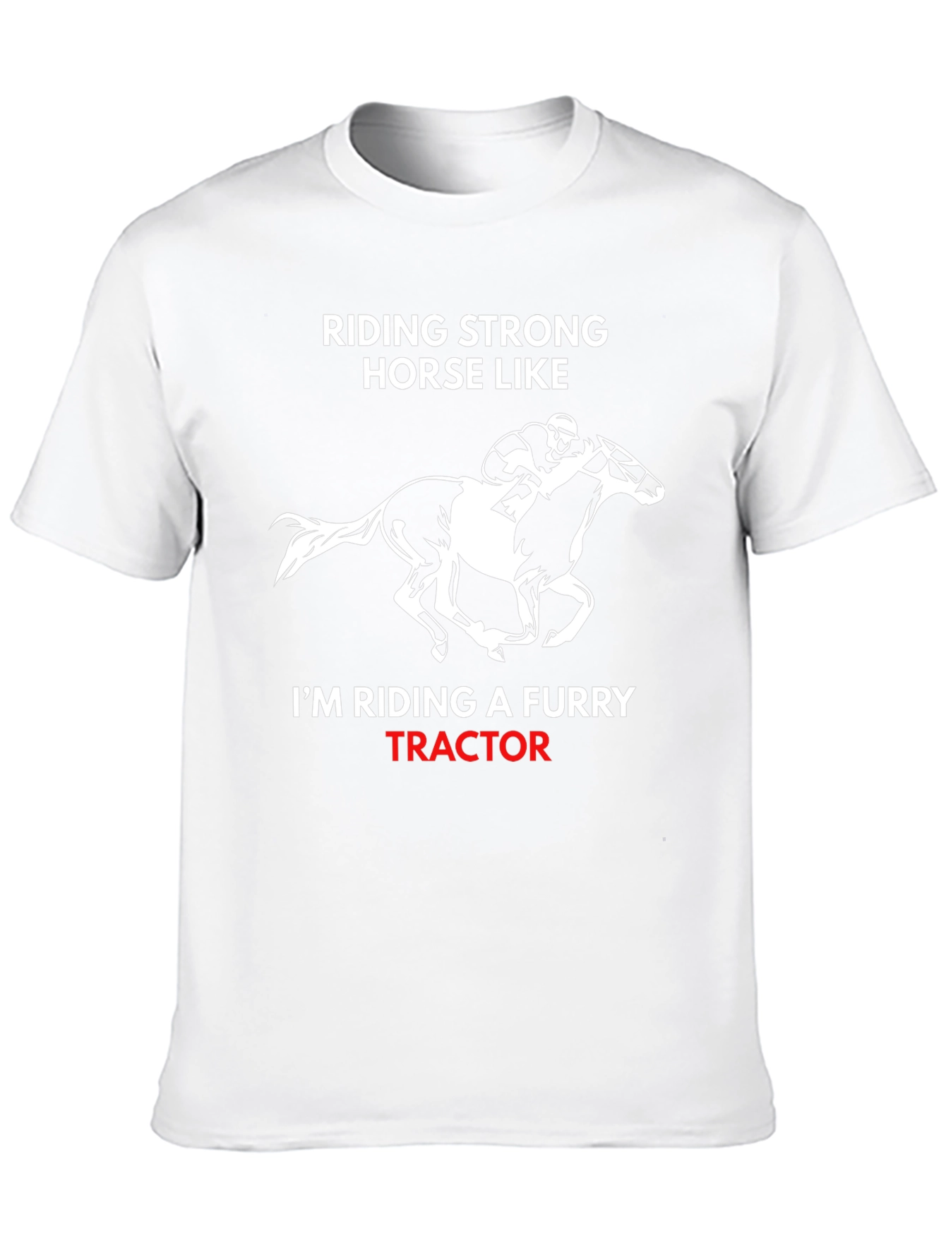 Funny Horse Riding Furry Tractor Graphic T-Shirt
