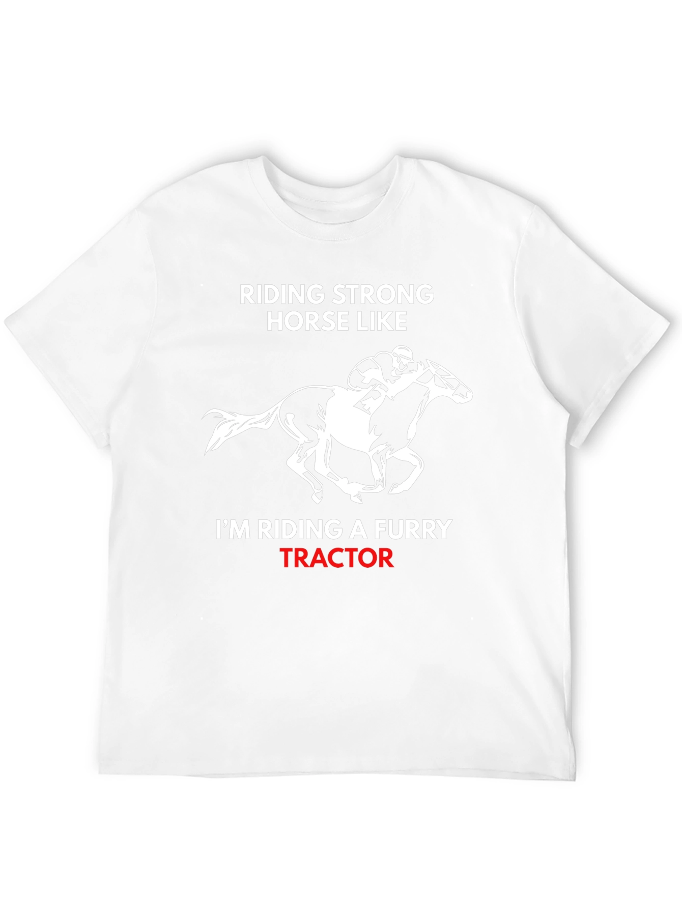 Funny Horse Riding Furry Tractor Graphic T-Shirt