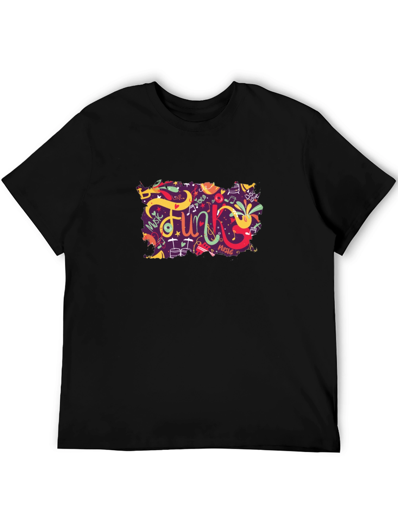 Funky Music Graphic Tee - Trendy Black T-Shirt