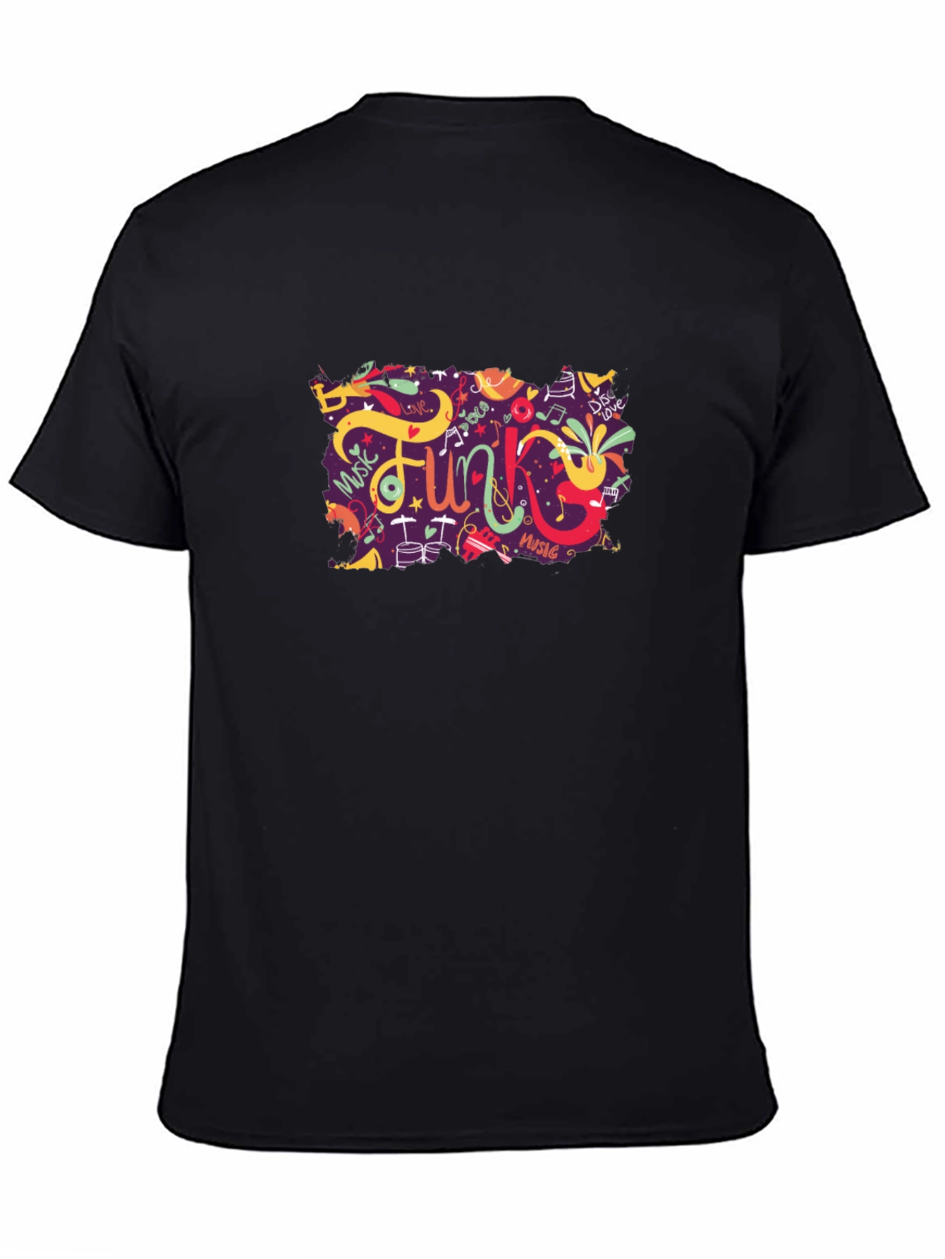 Funky Music Graphic Tee - Trendy Black T-Shirt