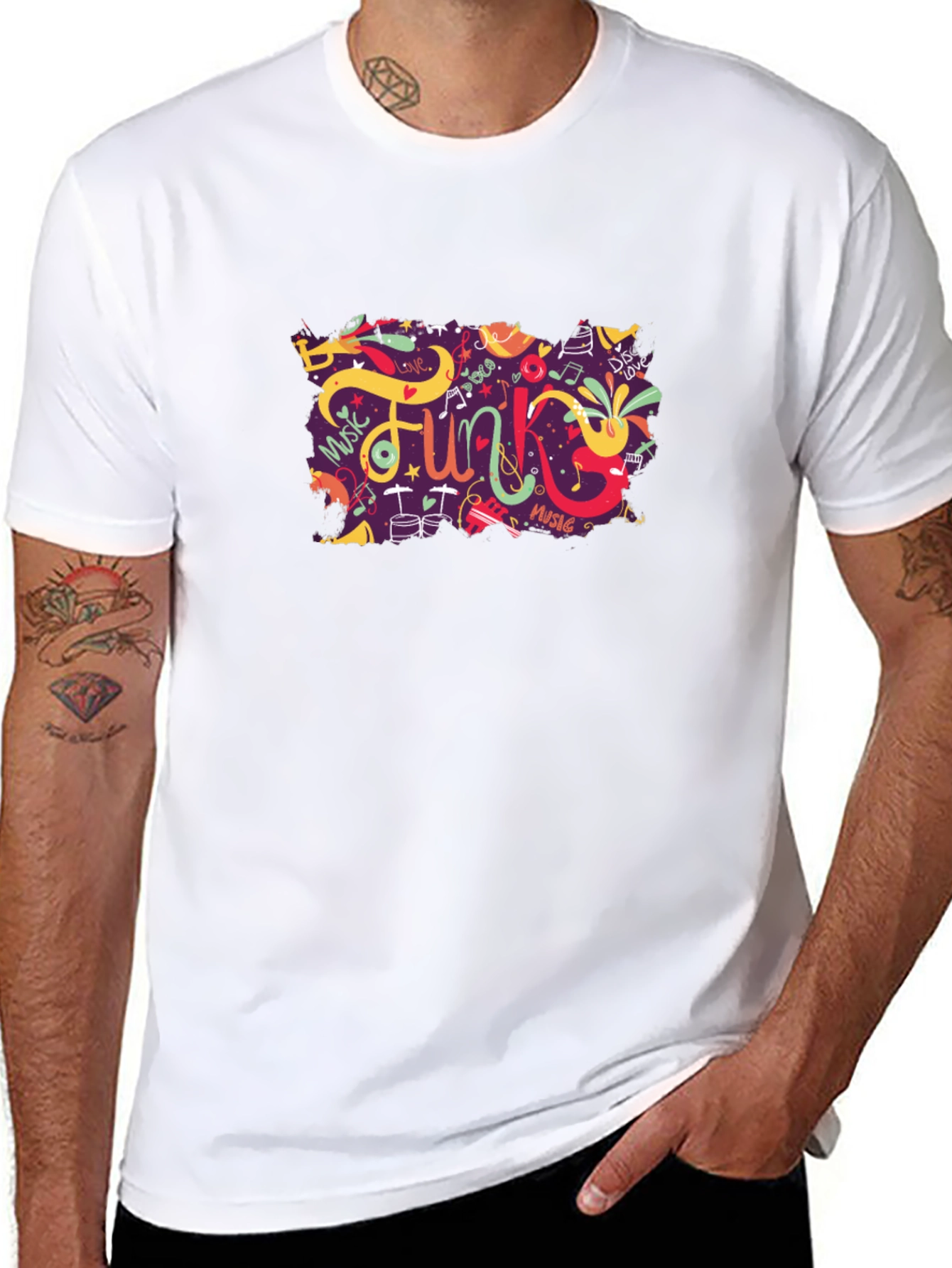Funky Music Graphic Tee - Trendy Black T-Shirt