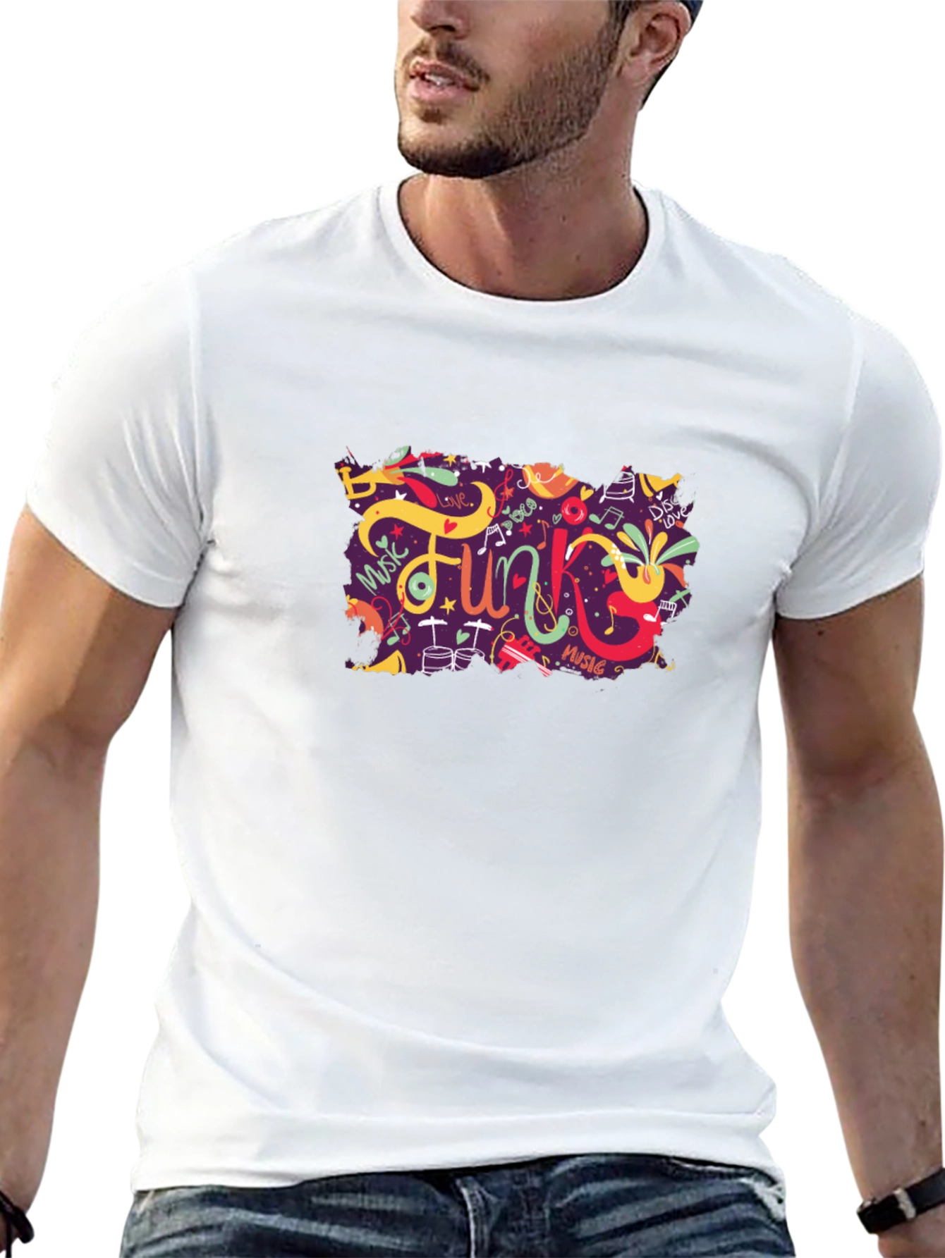 Funky Music Graphic Tee - Trendy Black T-Shirt