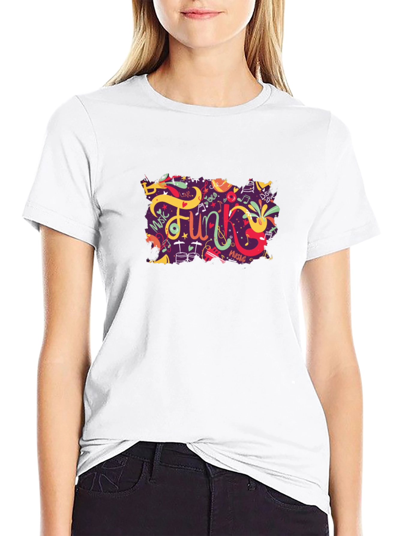 Funky Music Graphic Tee - Trendy Black T-Shirt