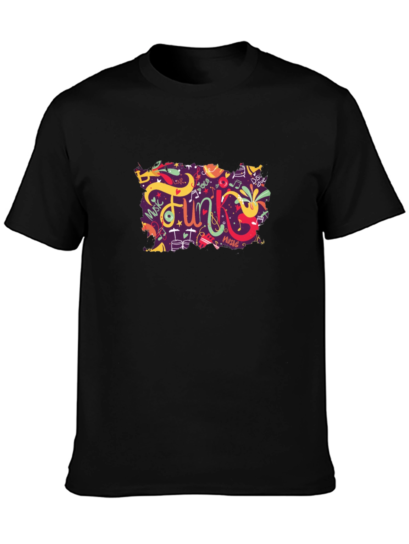 Funky Music Graphic Tee - Trendy Black T-Shirt