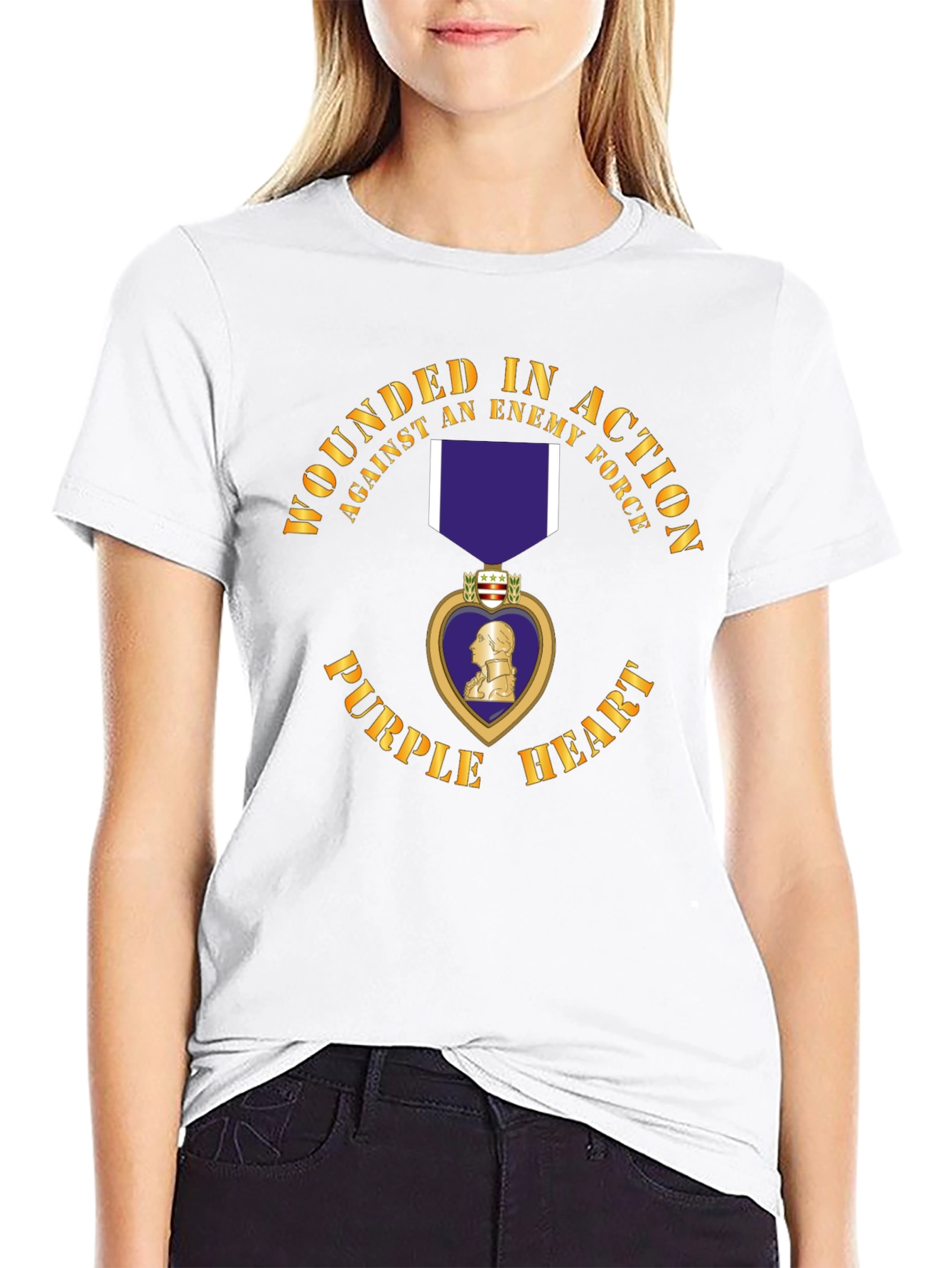 Wounded In Action Purple Heart Graphic T-Shirt