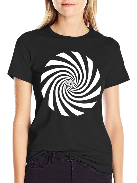 Hypnotic Spiral Graphic Tee - Black Cotton Comfort