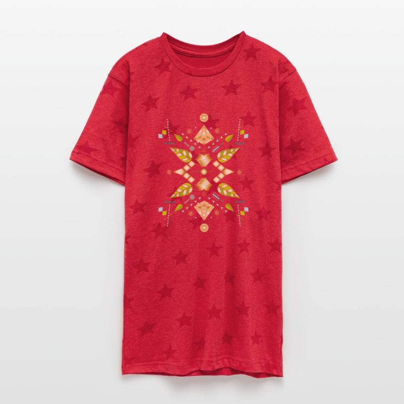 Symbol of leaves, gemstones, optics, and geometry