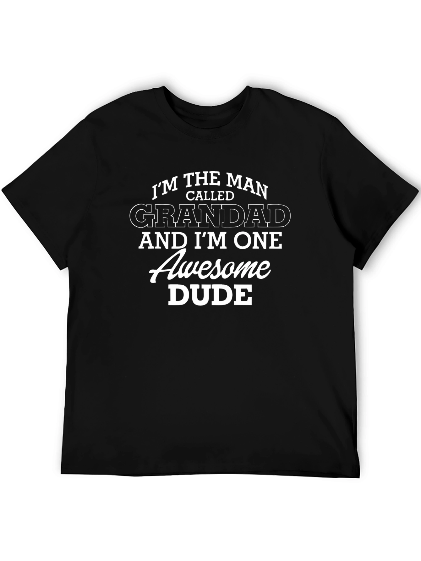 Grandad Awesome Dude Graphic Tee - Mens Black T-Shirt