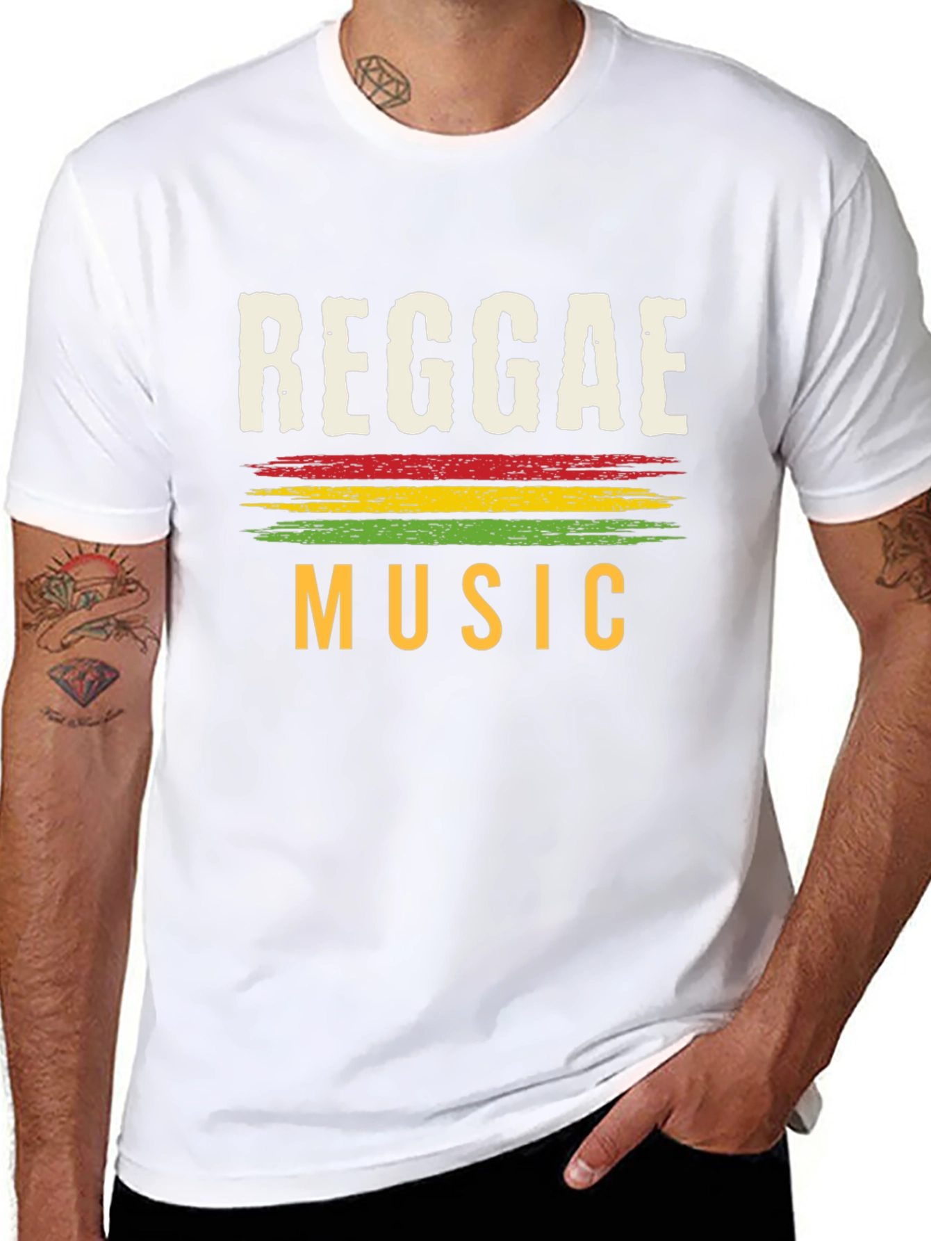 Reggae Music Graphic Tee - Black Cotton T-Shirt