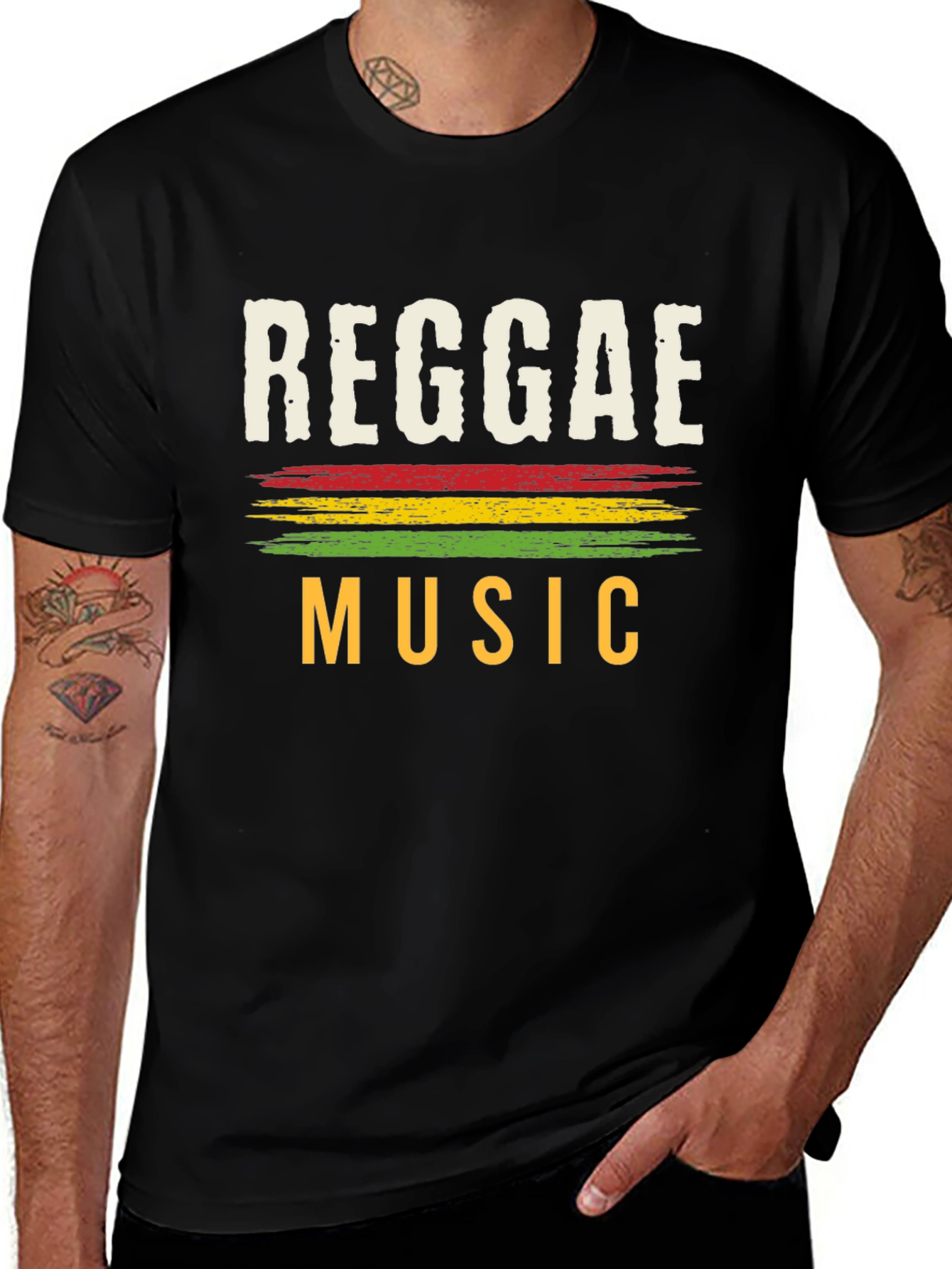 Reggae Music Graphic Tee - Black Cotton T-Shirt