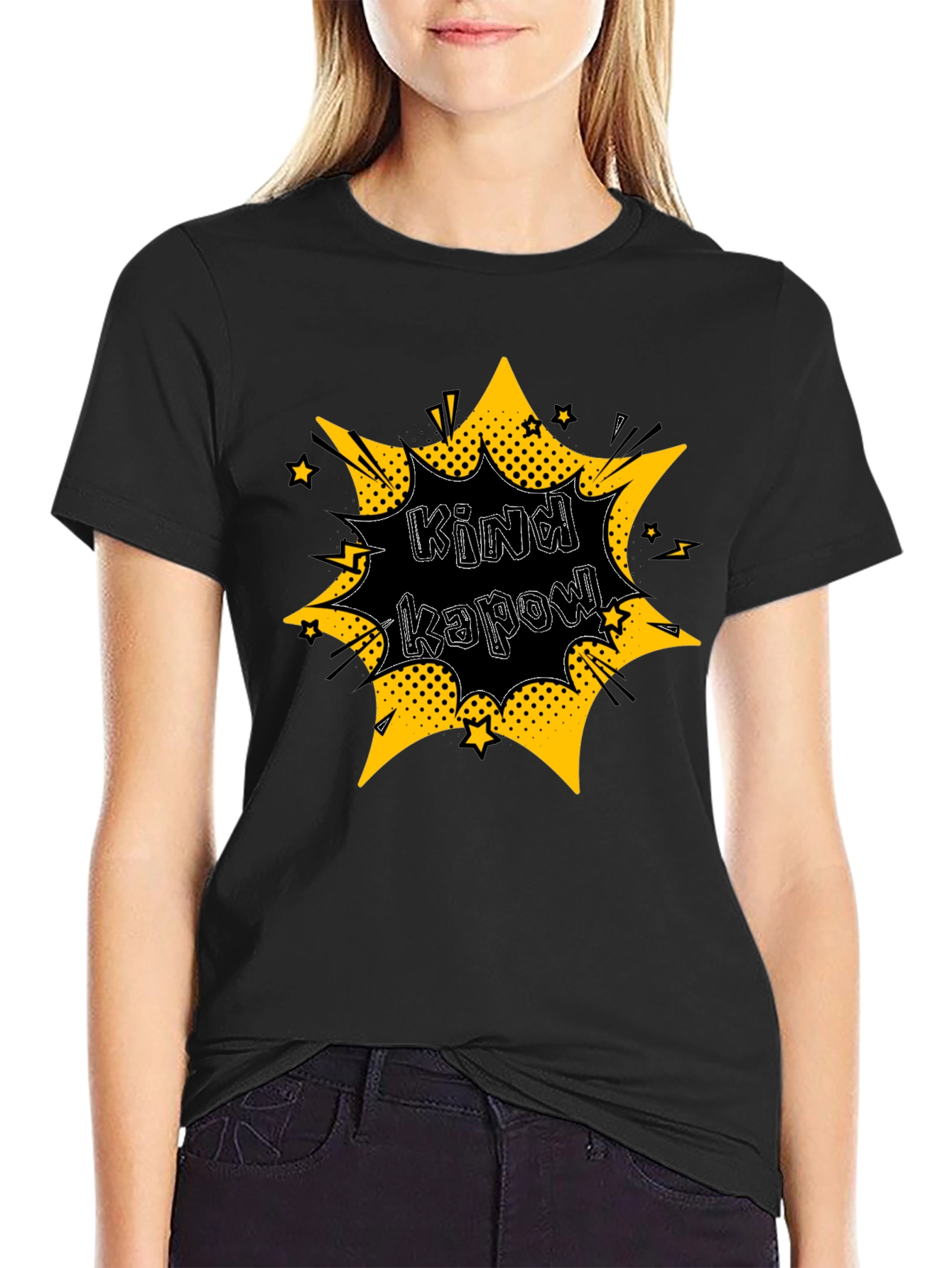 Kind Kapow! Graphic Print Black T-Shirt