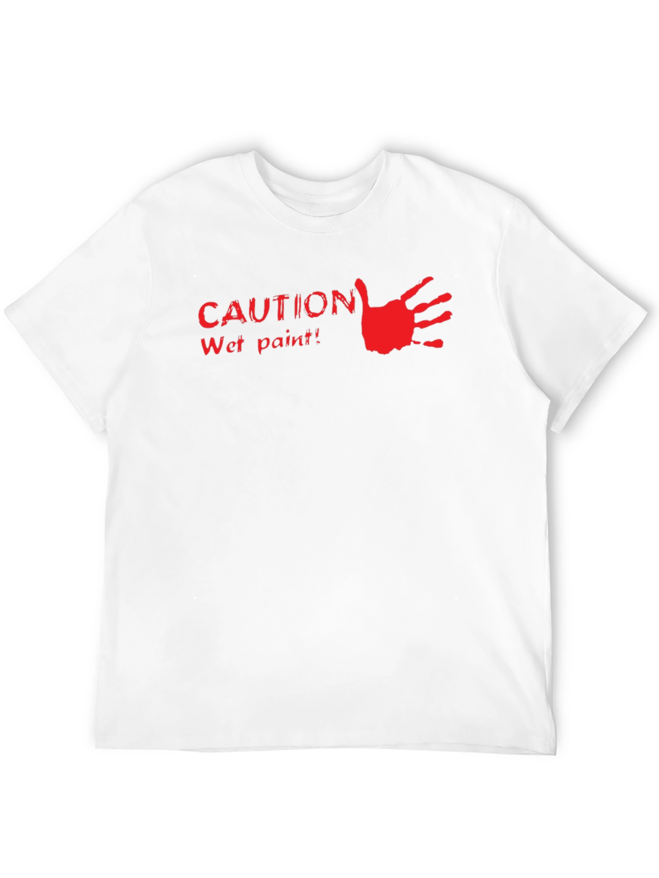 Caution Wet Paint Handprint Graphic Tee