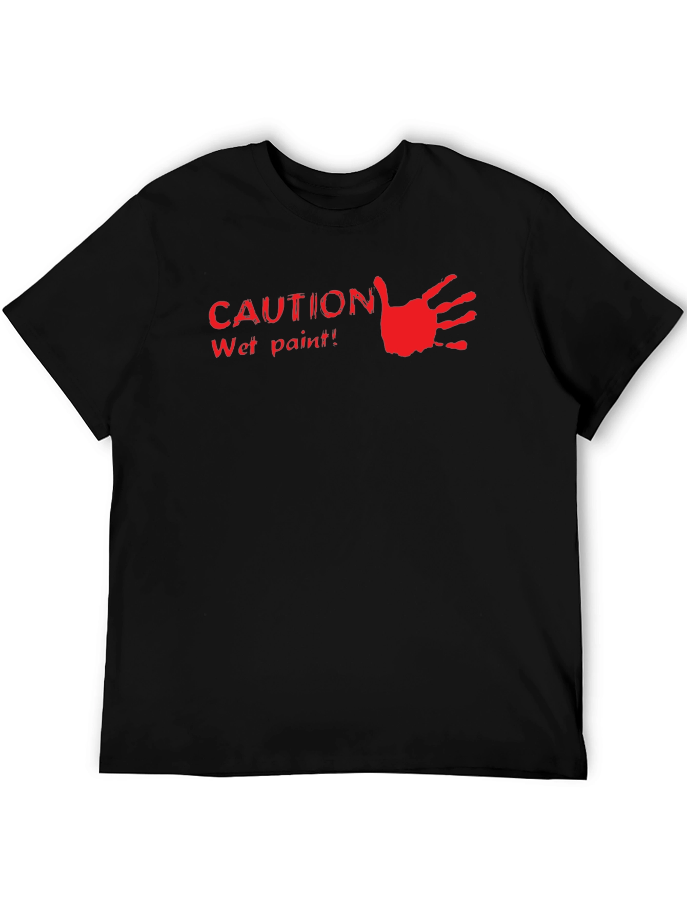 Caution Wet Paint Handprint Graphic Tee