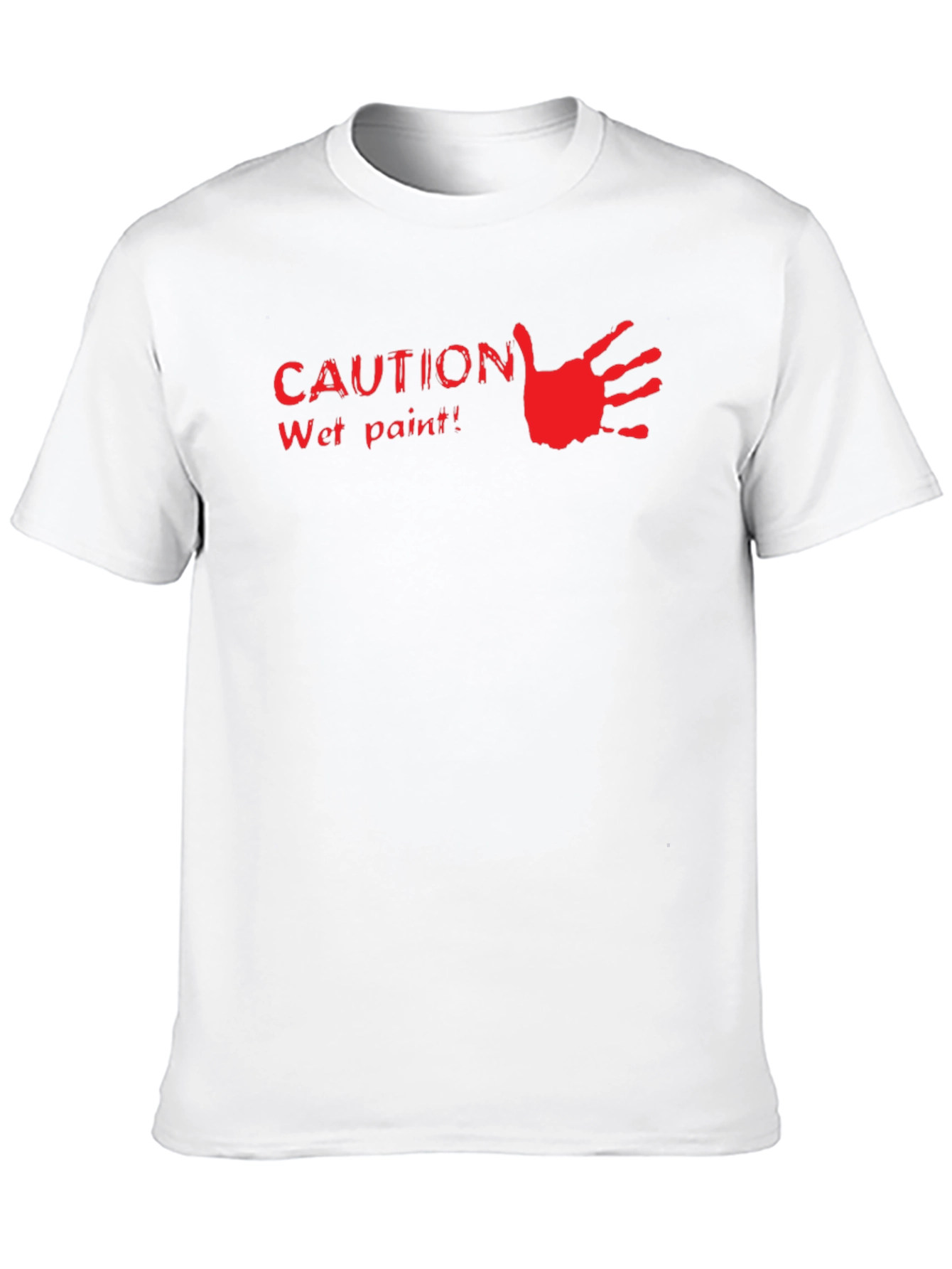 Caution Wet Paint Handprint Graphic Tee