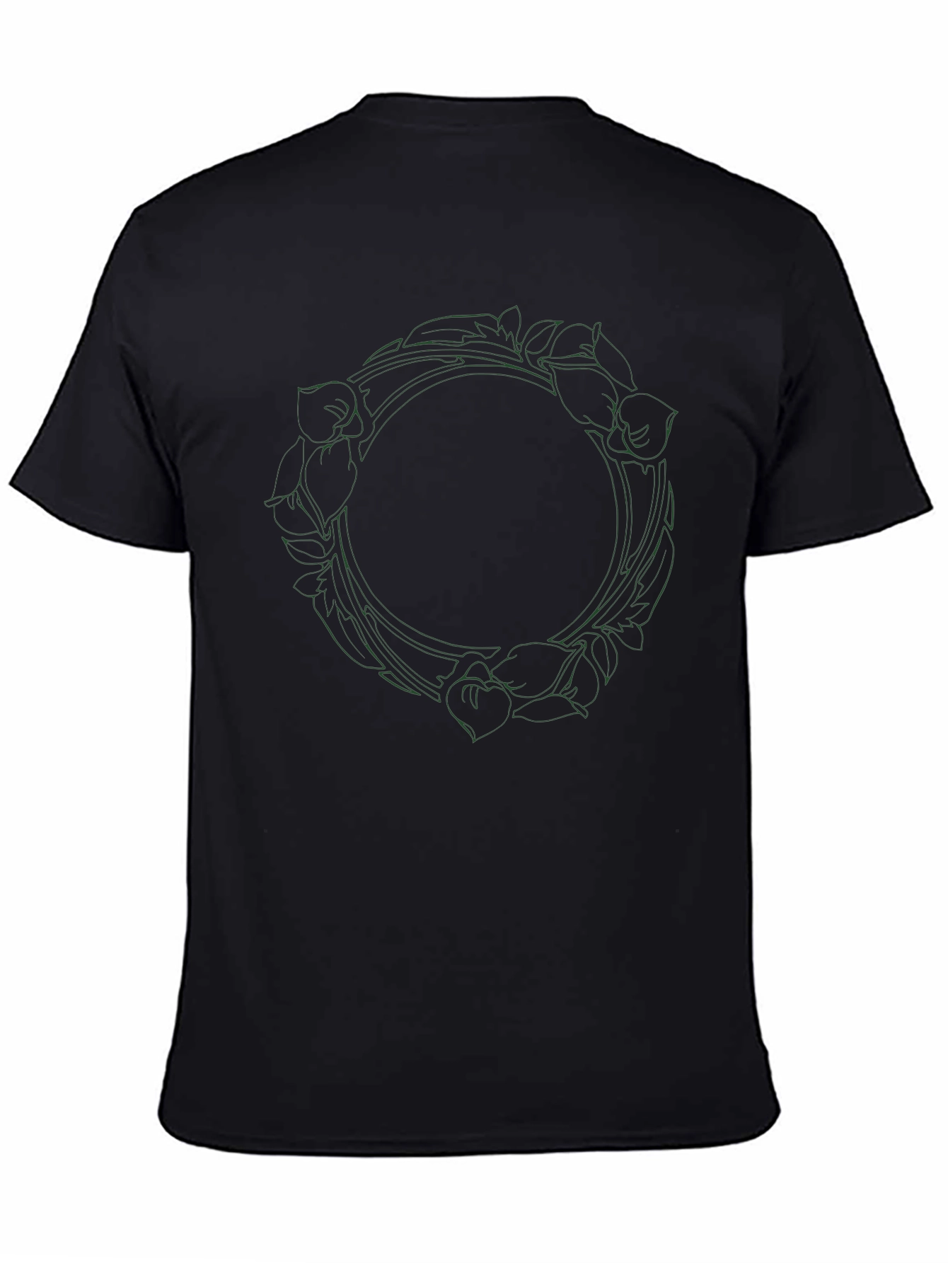 Floral Wreath Graphic Tee - Black Cotton Blend