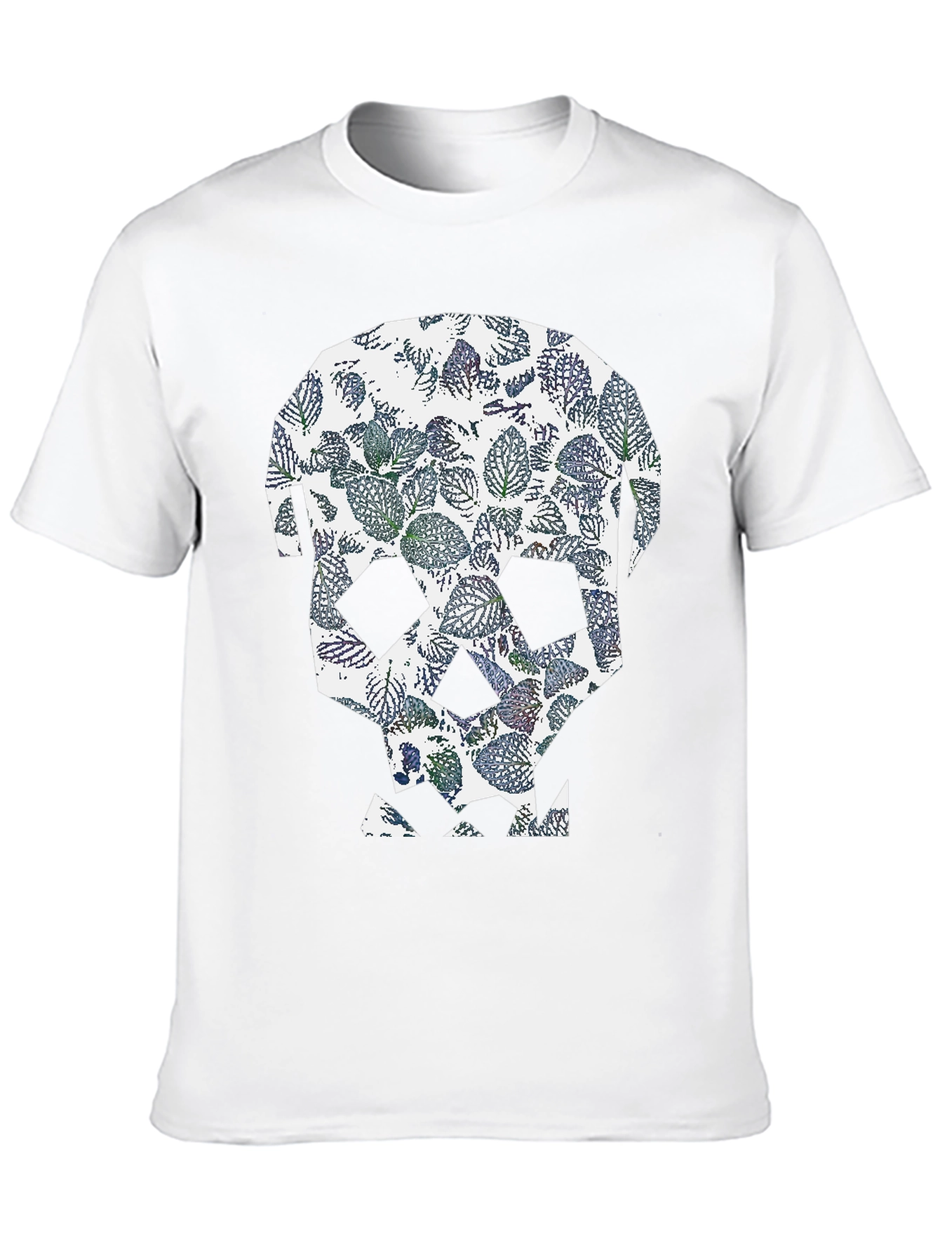 Leaf Skull Graphic Tee - Modern Print T-Shirt
