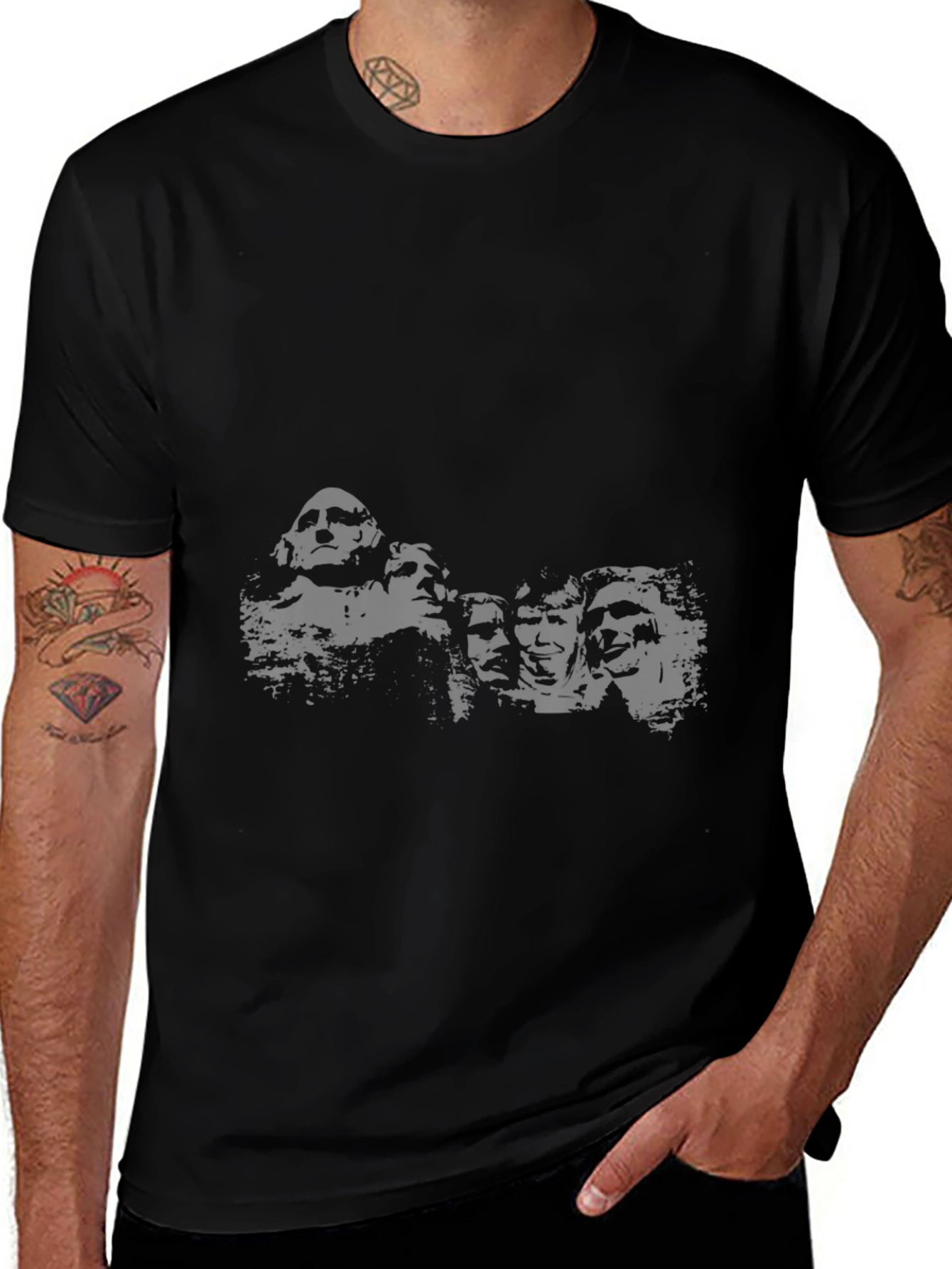 Mount Rushmore Mens Black Graphic Tee