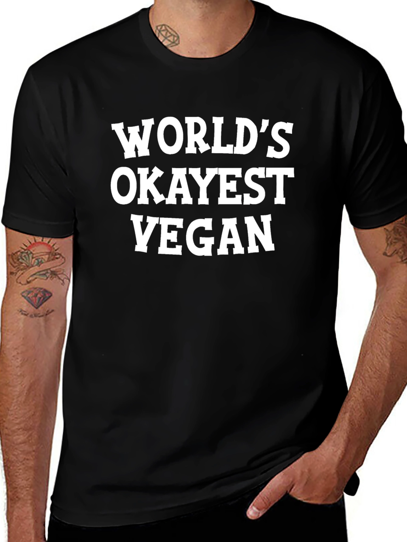 Worlds Okayest Vegan Black T-Shirt